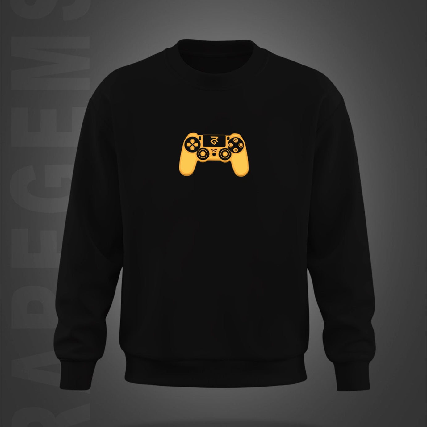Black Round Neck Gaming Remote Printed Sweatshirt