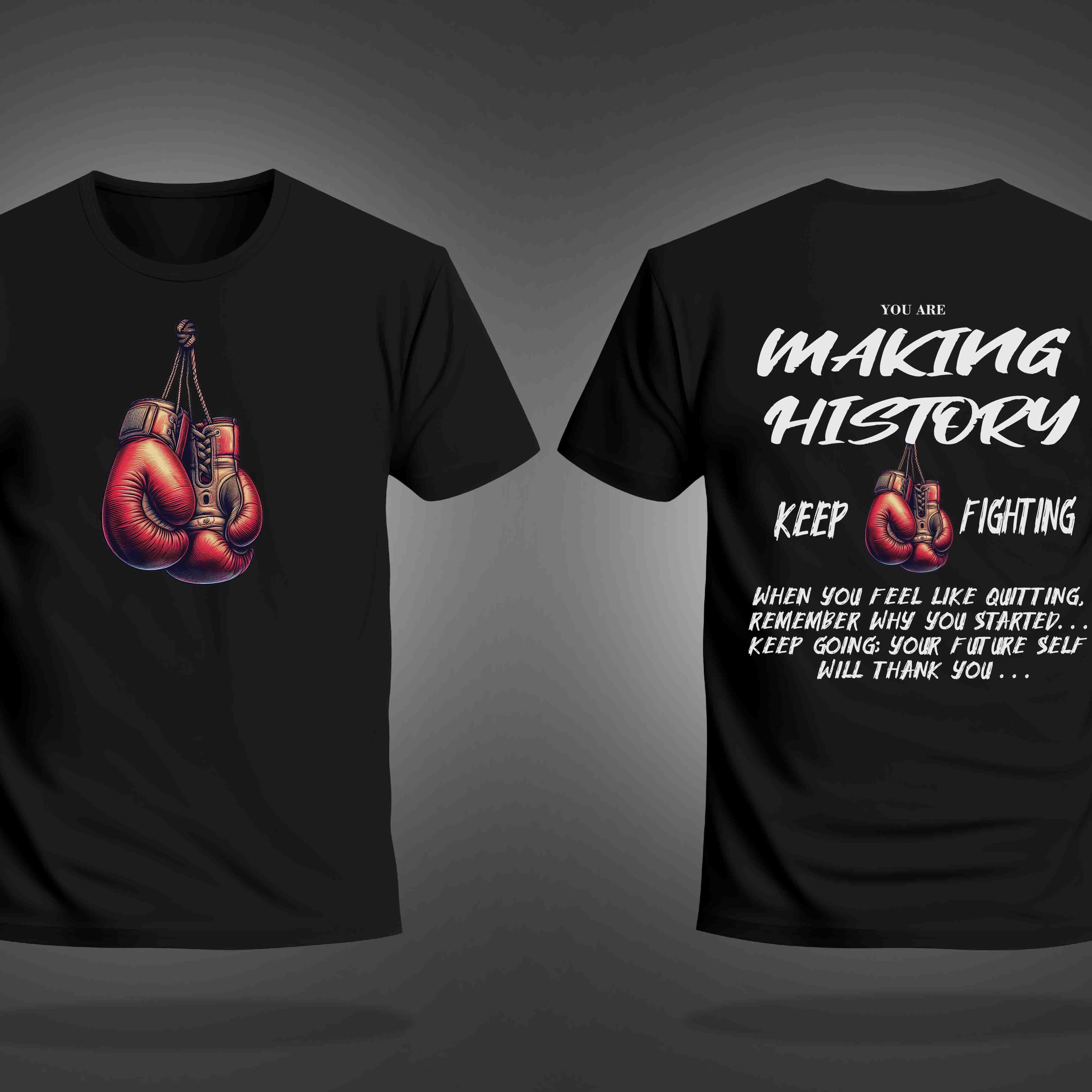 Black Half Sleeve Round Neck Boxing Gloves Printed Regular T-Shirt