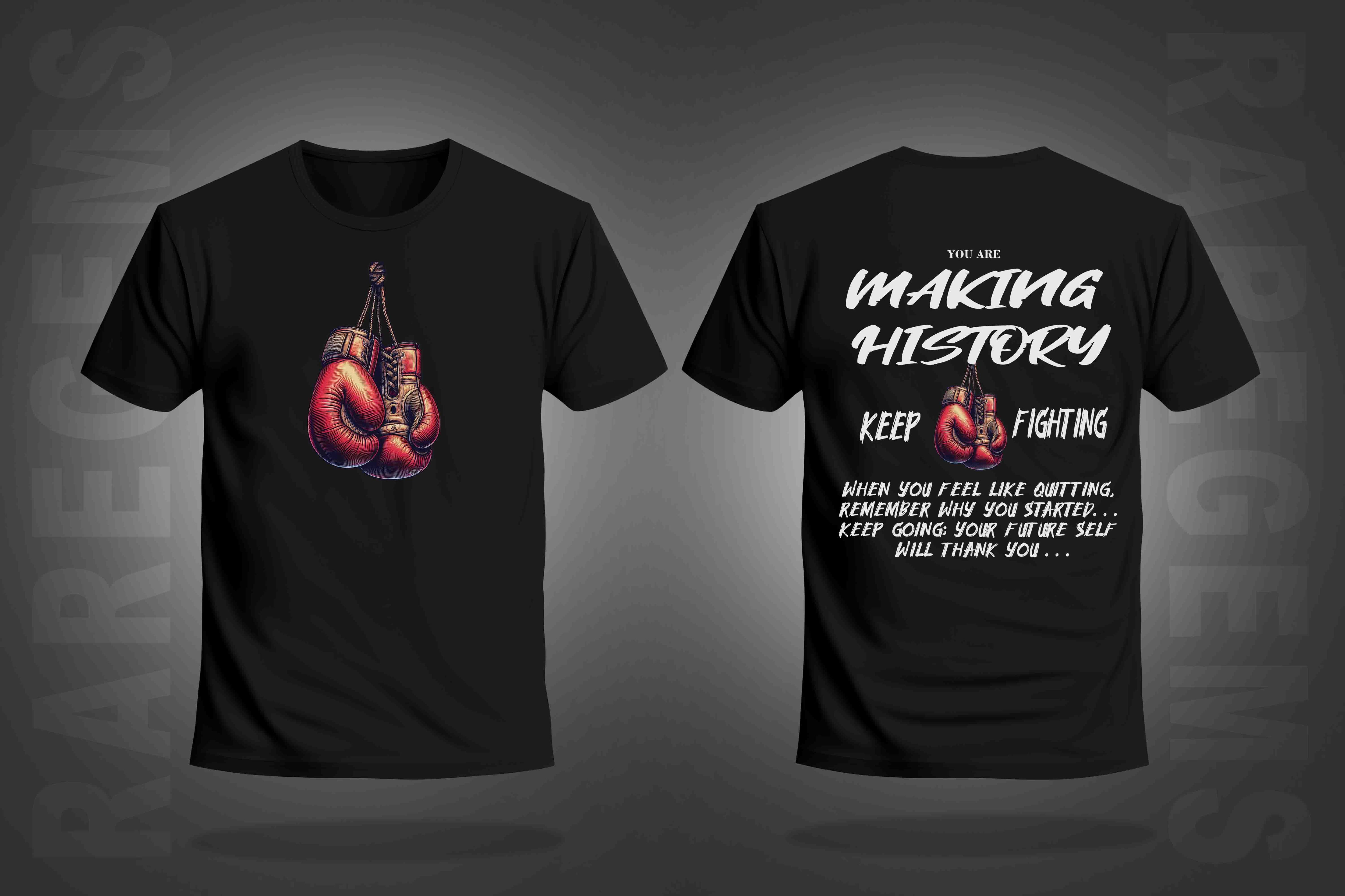 Black Half Sleeve Round Neck Boxing Gloves Printed Regular T-Shirt