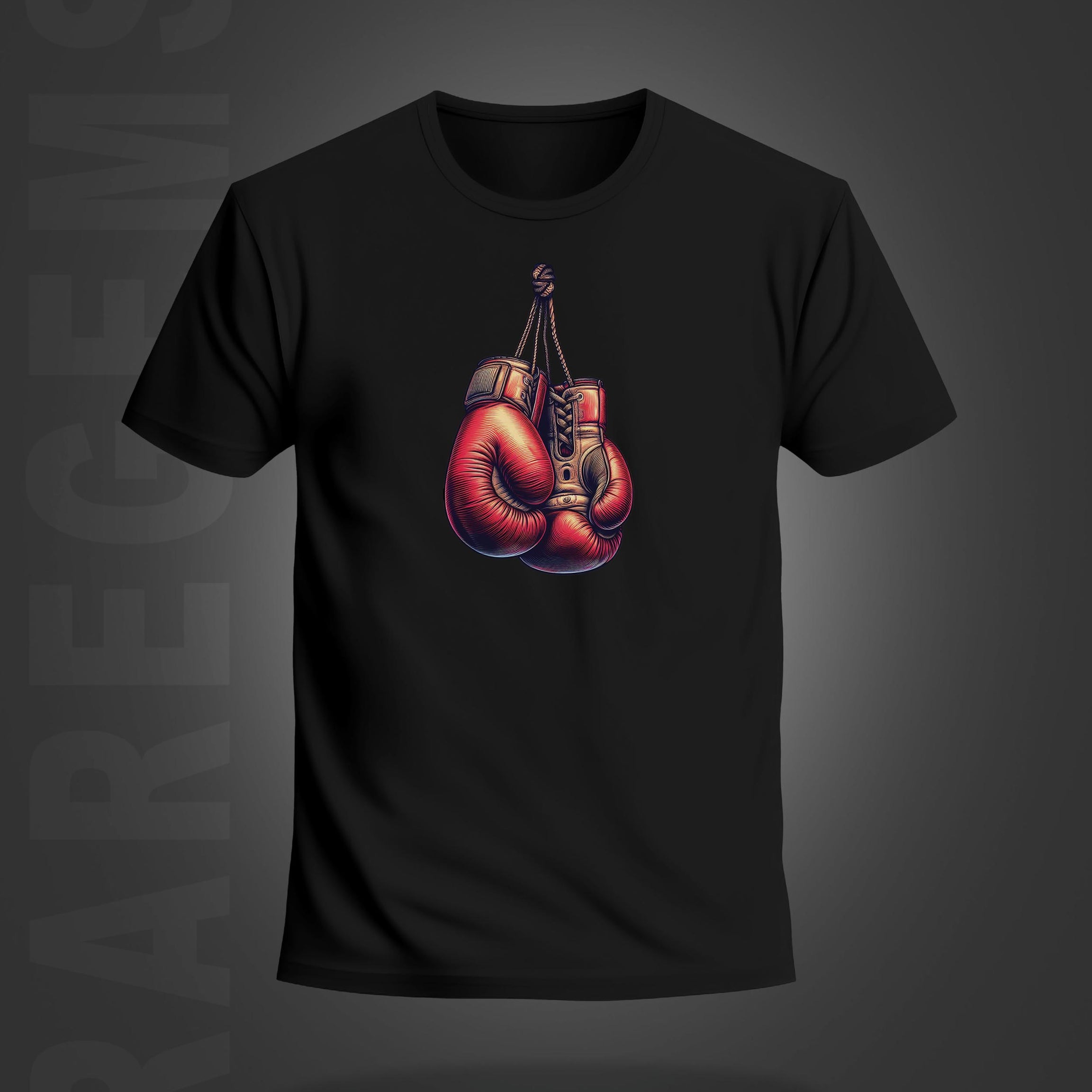 White Half Sleeve Round Neck Boxing Gloves Printed Regular T-Shirt