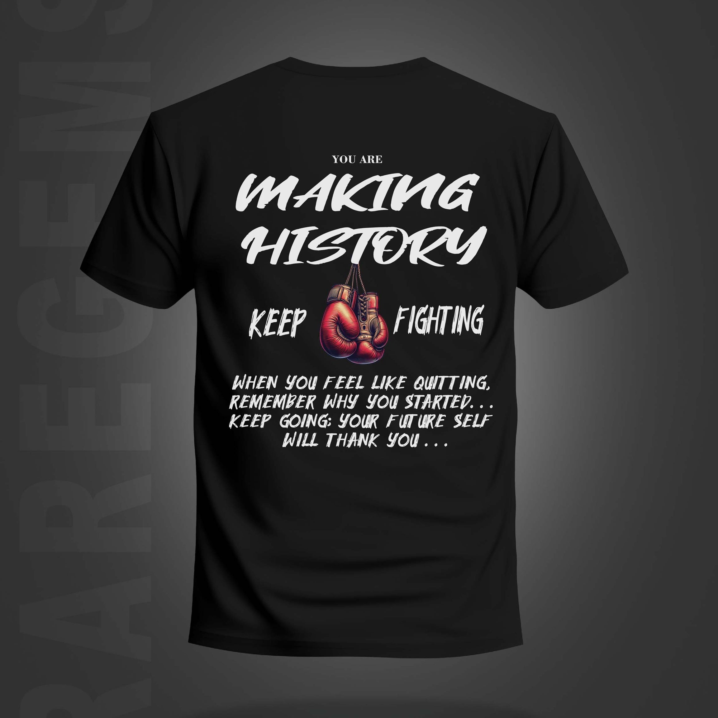 Black Half Sleeve Round Neck Boxing Gloves Printed Regular T-Shirt