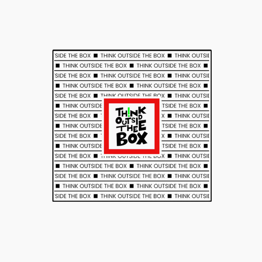 White Half Sleeve Round Neck Think Outside The Box Printed Oversized T-Shirt