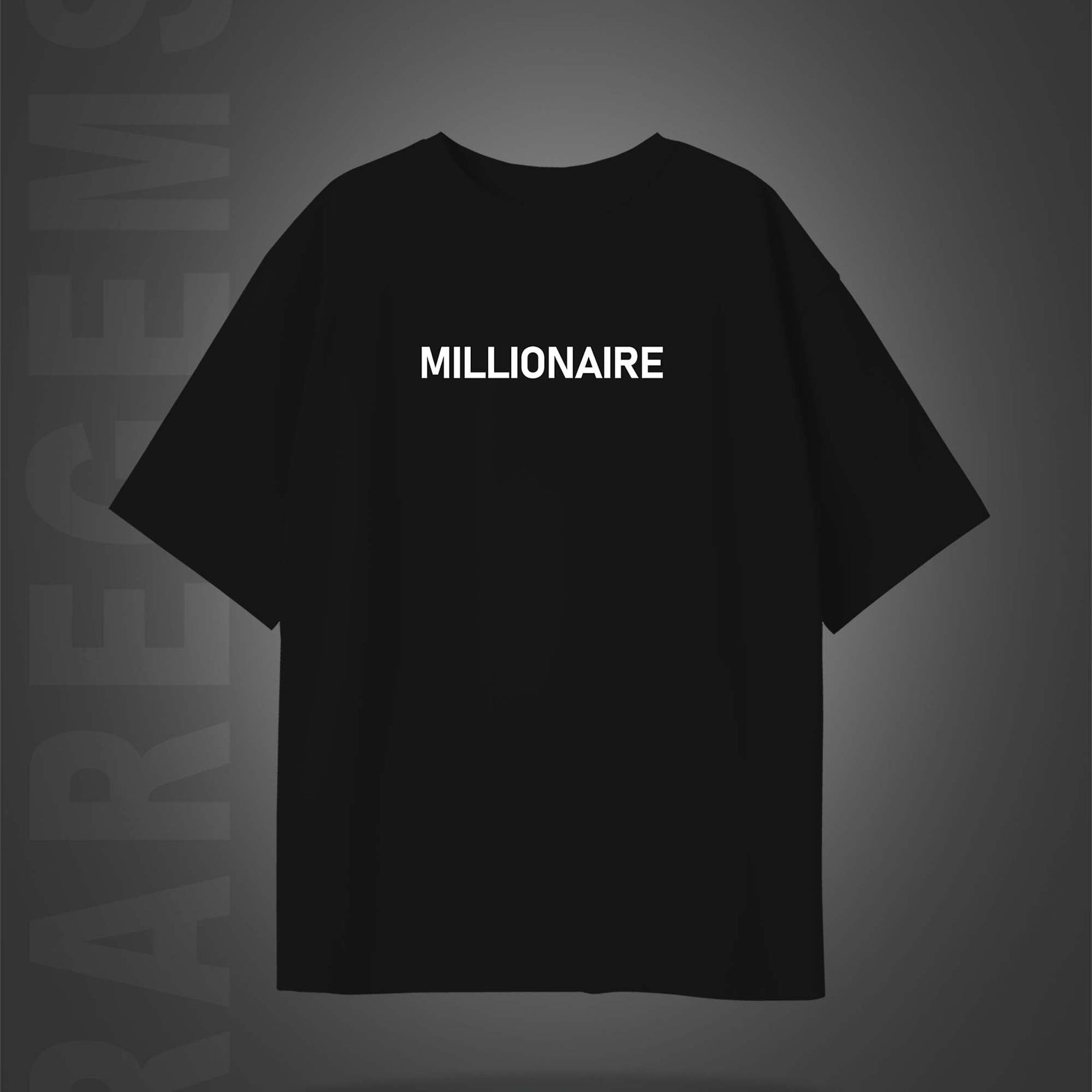 Black Half Sleeve Round Neck Millionaire Printed Oversized T-Shirt