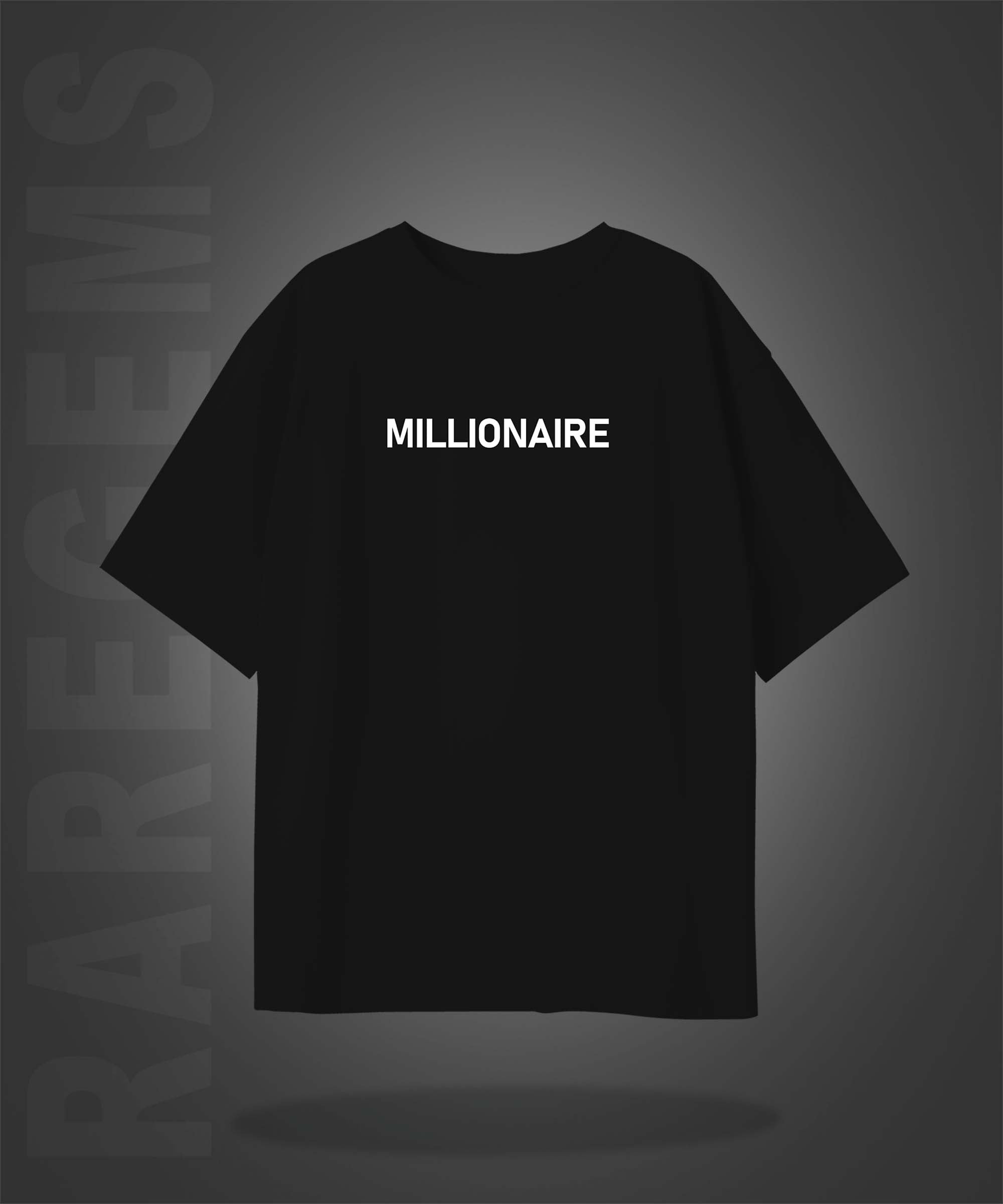 Black Half Sleeve Round Neck Millionaire Printed Oversized T-Shirt
