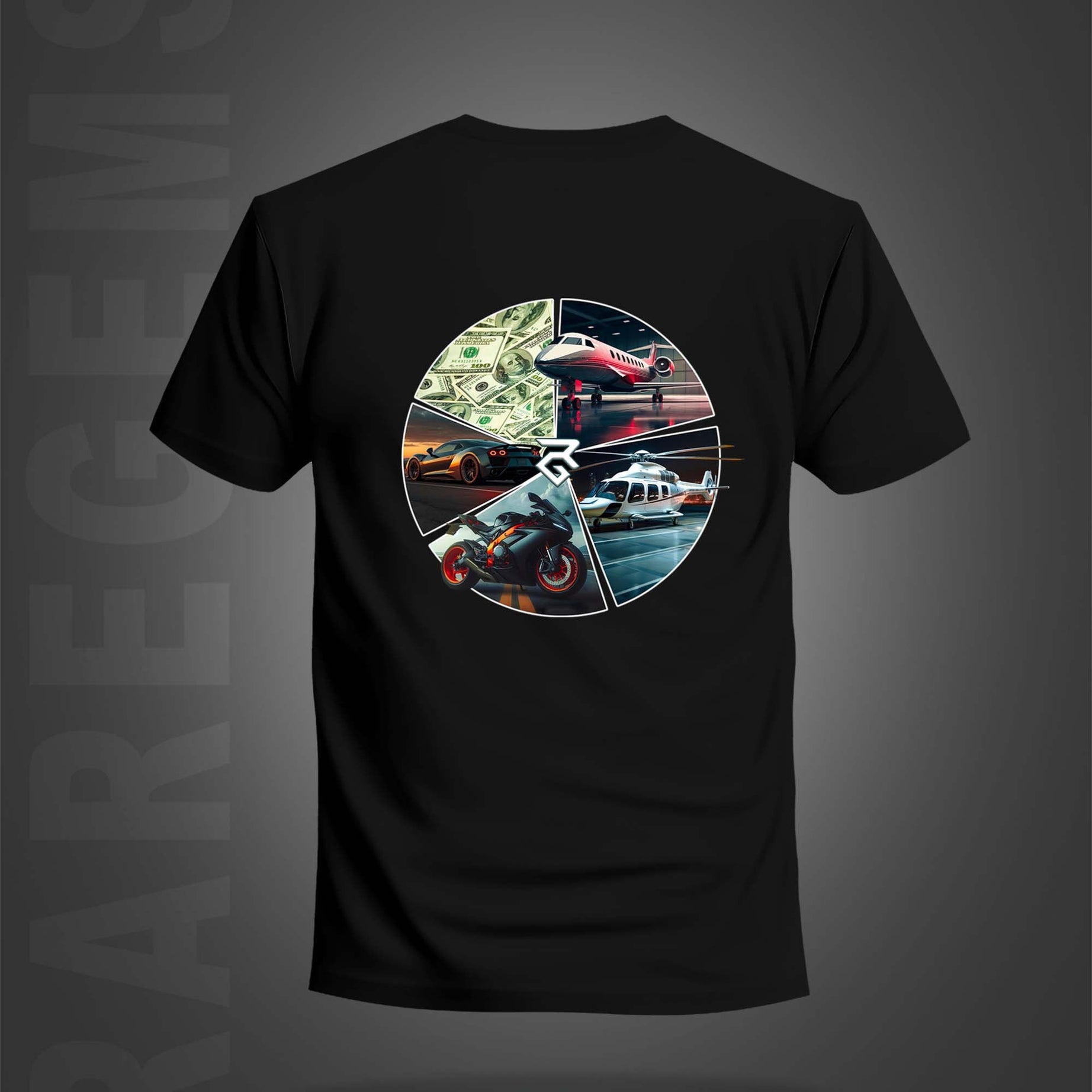 Black Half Sleeve Round Neck Millionaire Printed Regular T-Shirt