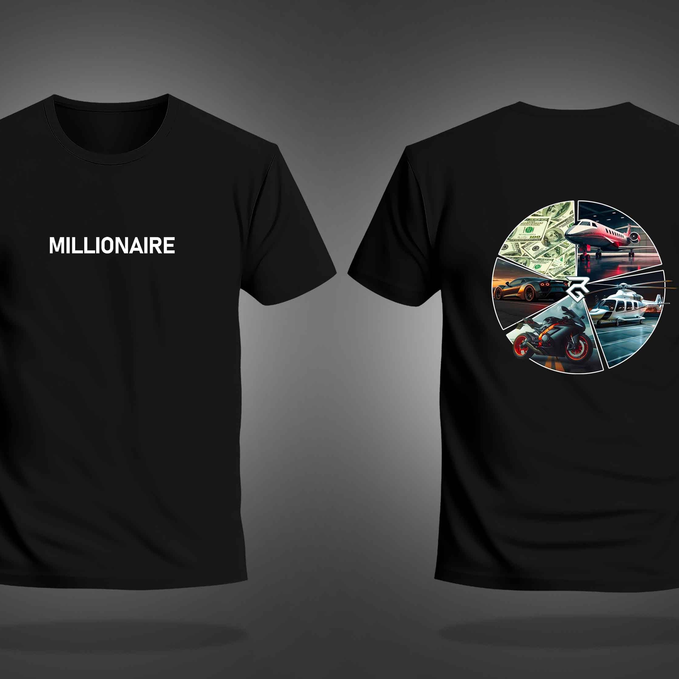 Black Half Sleeve Round Neck Millionaire Printed Regular T-Shirt
