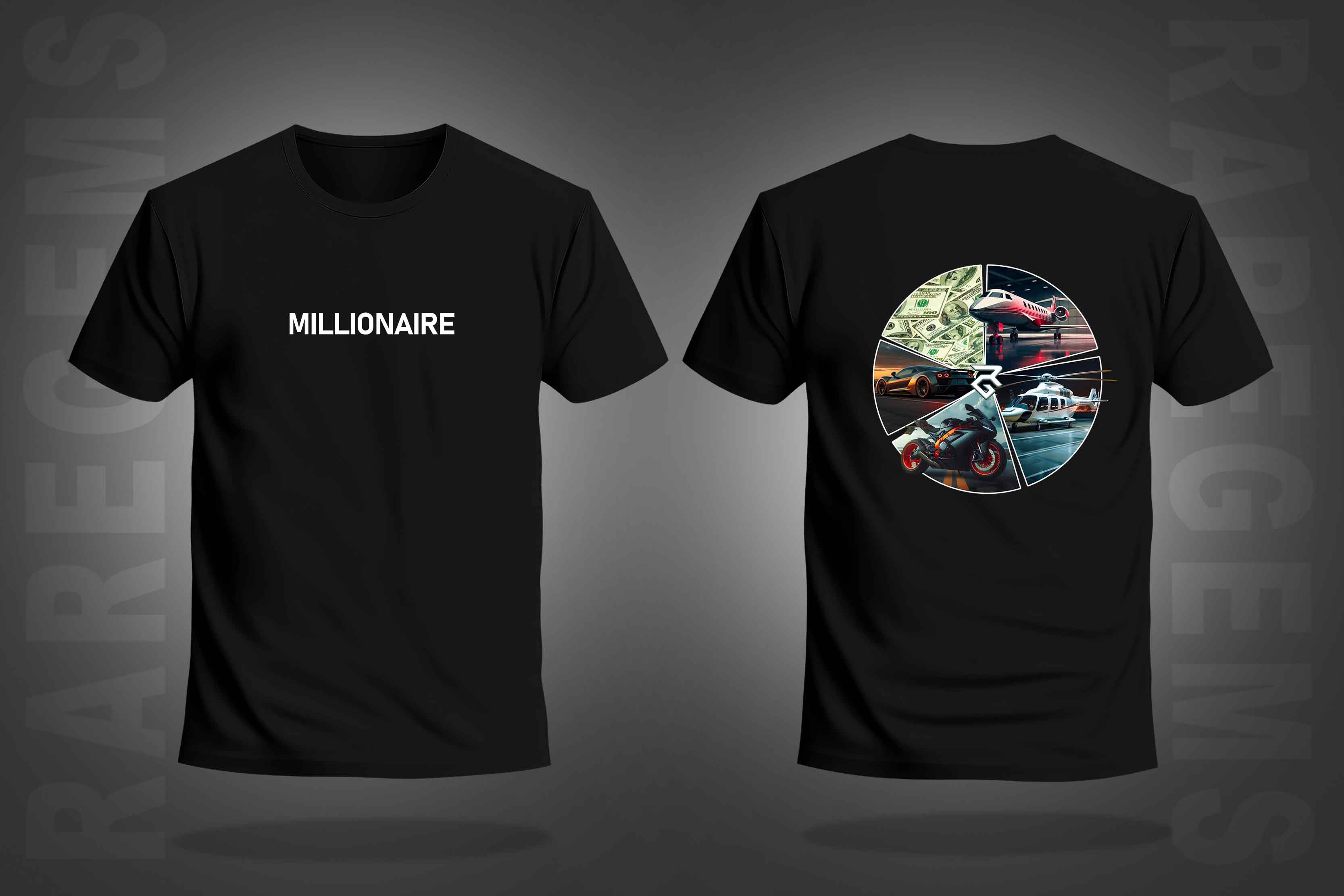 Black Half Sleeve Round Neck Millionaire Printed Regular T-Shirt
