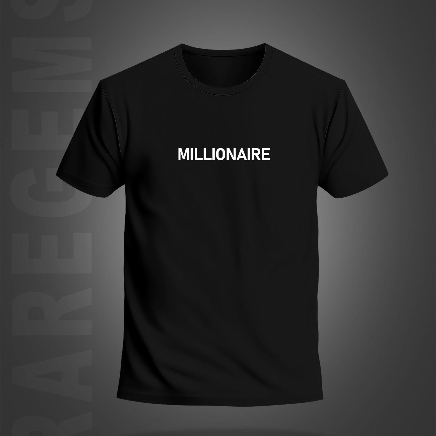 Black Half Sleeve Round Neck Millionaire Printed Regular T-Shirt