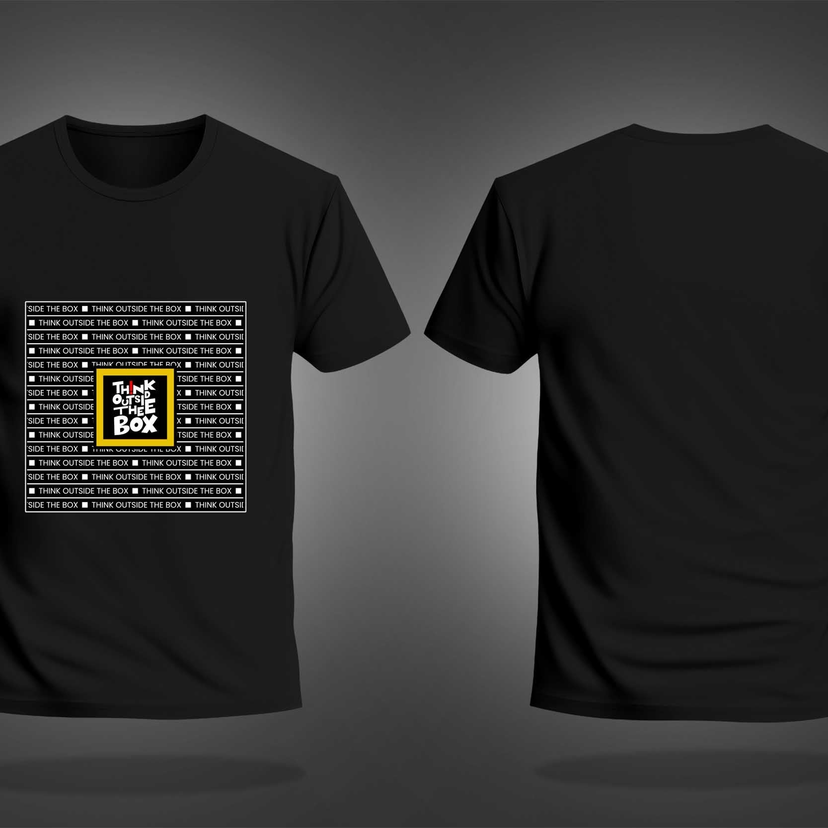 Black Half Sleeve Round Neck Think Outside The Box Printed Regular T-Shirt