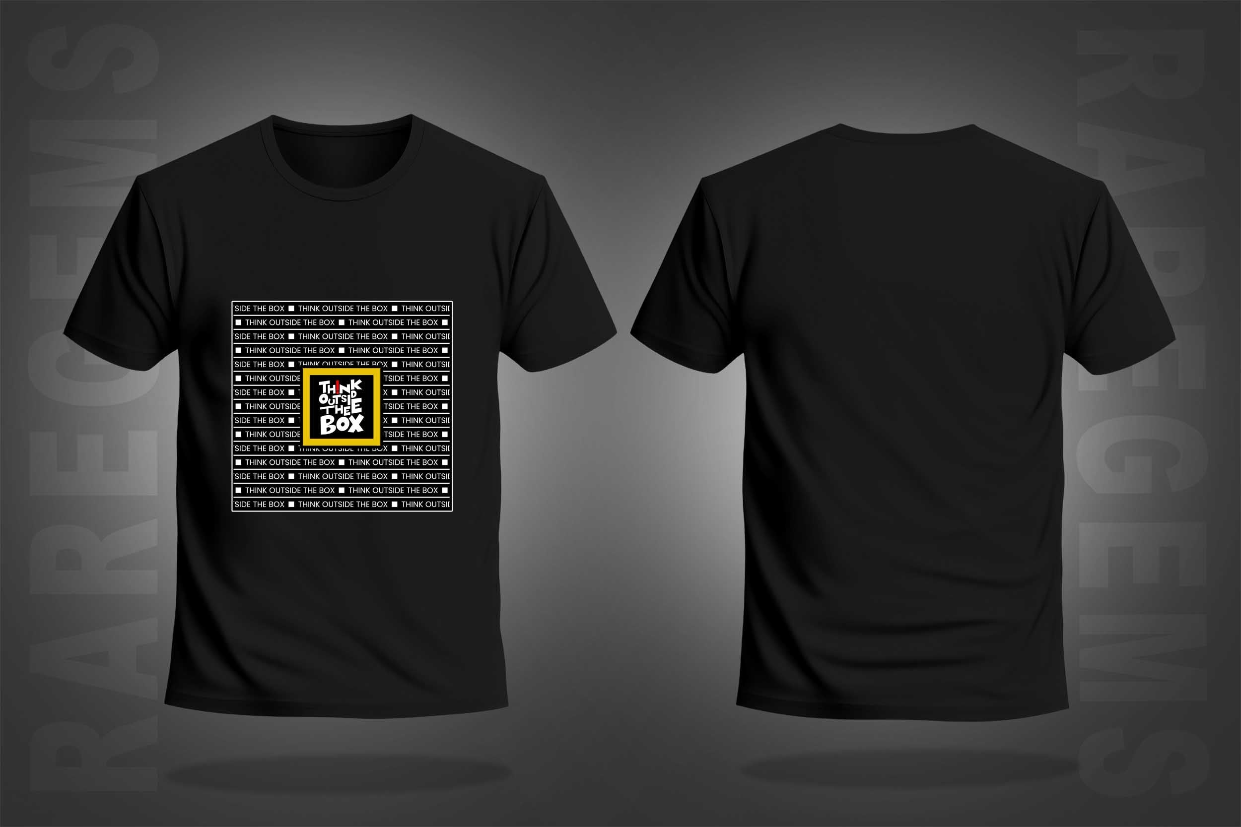 Black Half Sleeve Round Neck Think Outside The Box Printed Regular T-Shirt