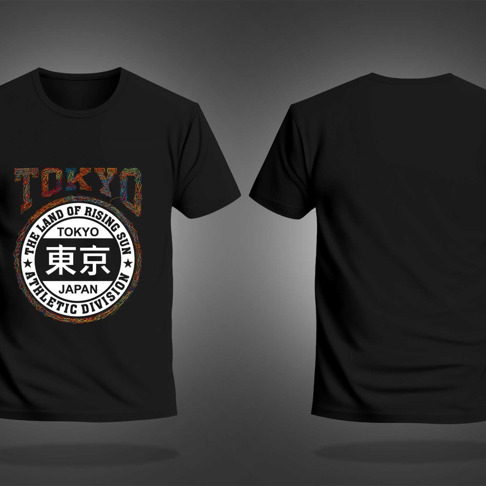 Black  Half Sleeve Round Neck Scribble Art Tokyo Printed Regular T-Shirt