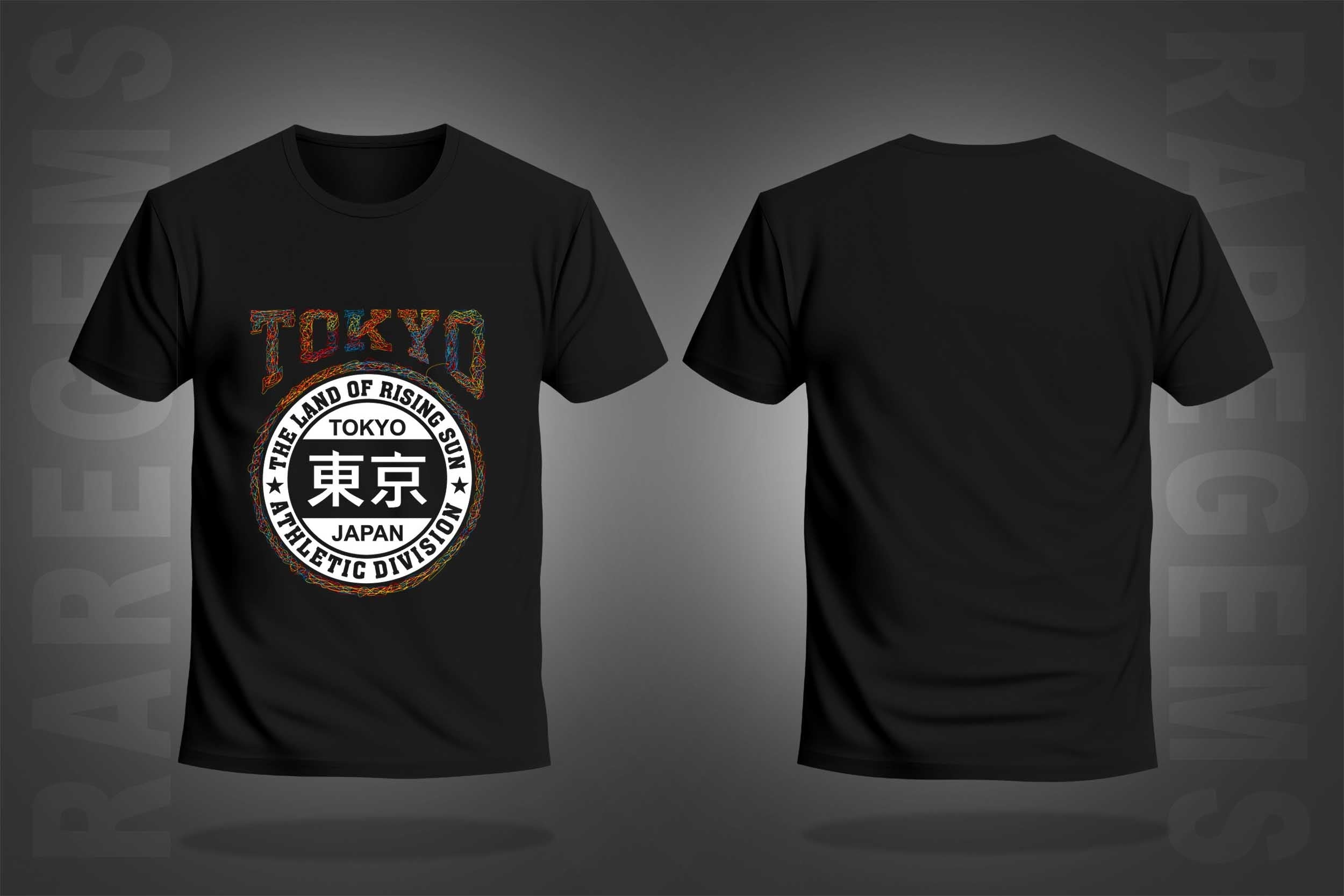 Black  Half Sleeve Round Neck Scribble Art Tokyo Printed Regular T-Shirt