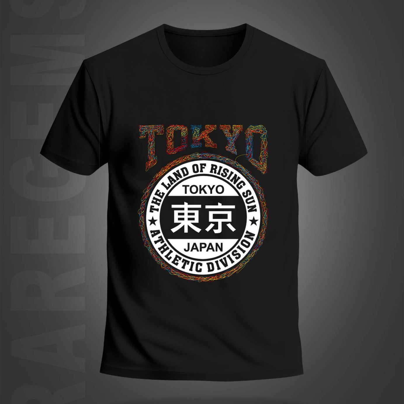Black  Half Sleeve Round Neck Scribble Art Tokyo Printed Regular T-Shirt