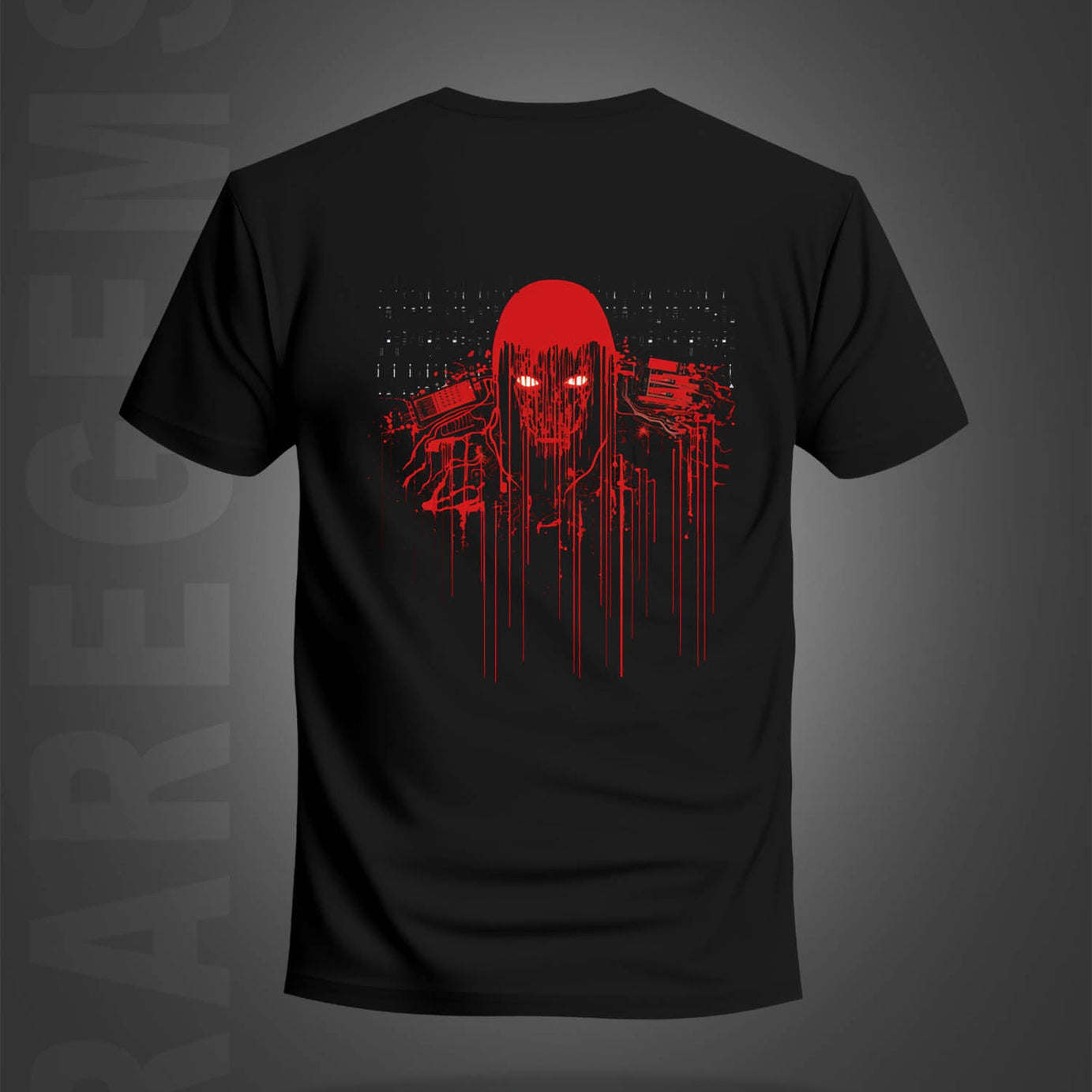 Black Half Sleeve Round Neck Hacking Ghost Printed Regular T-Shirt