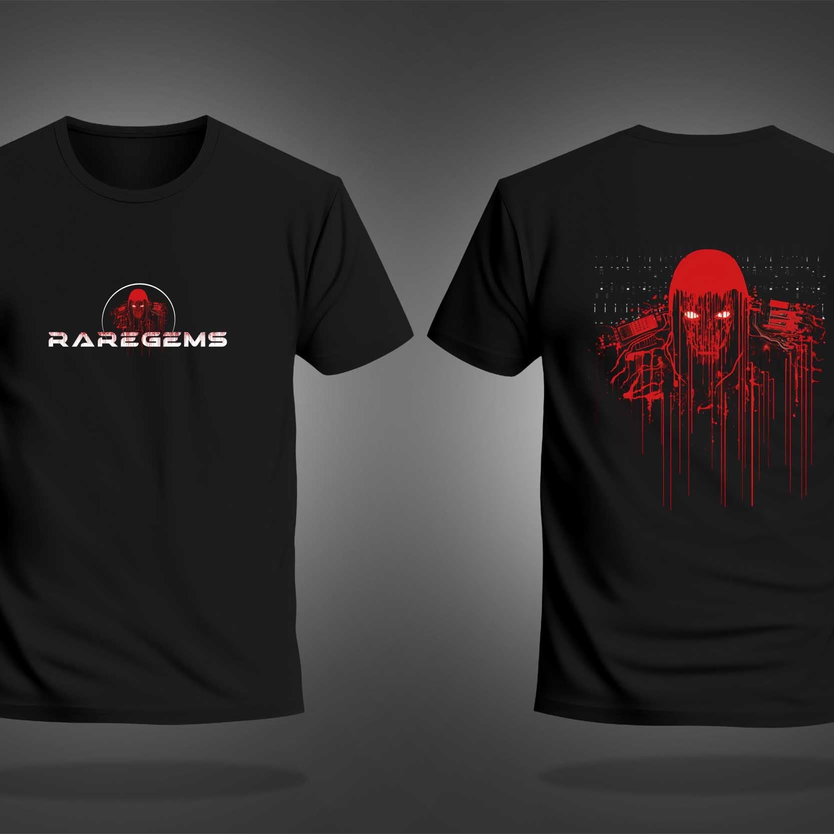 Black Half Sleeve Round Neck Hacking Ghost Printed Regular T-Shirt