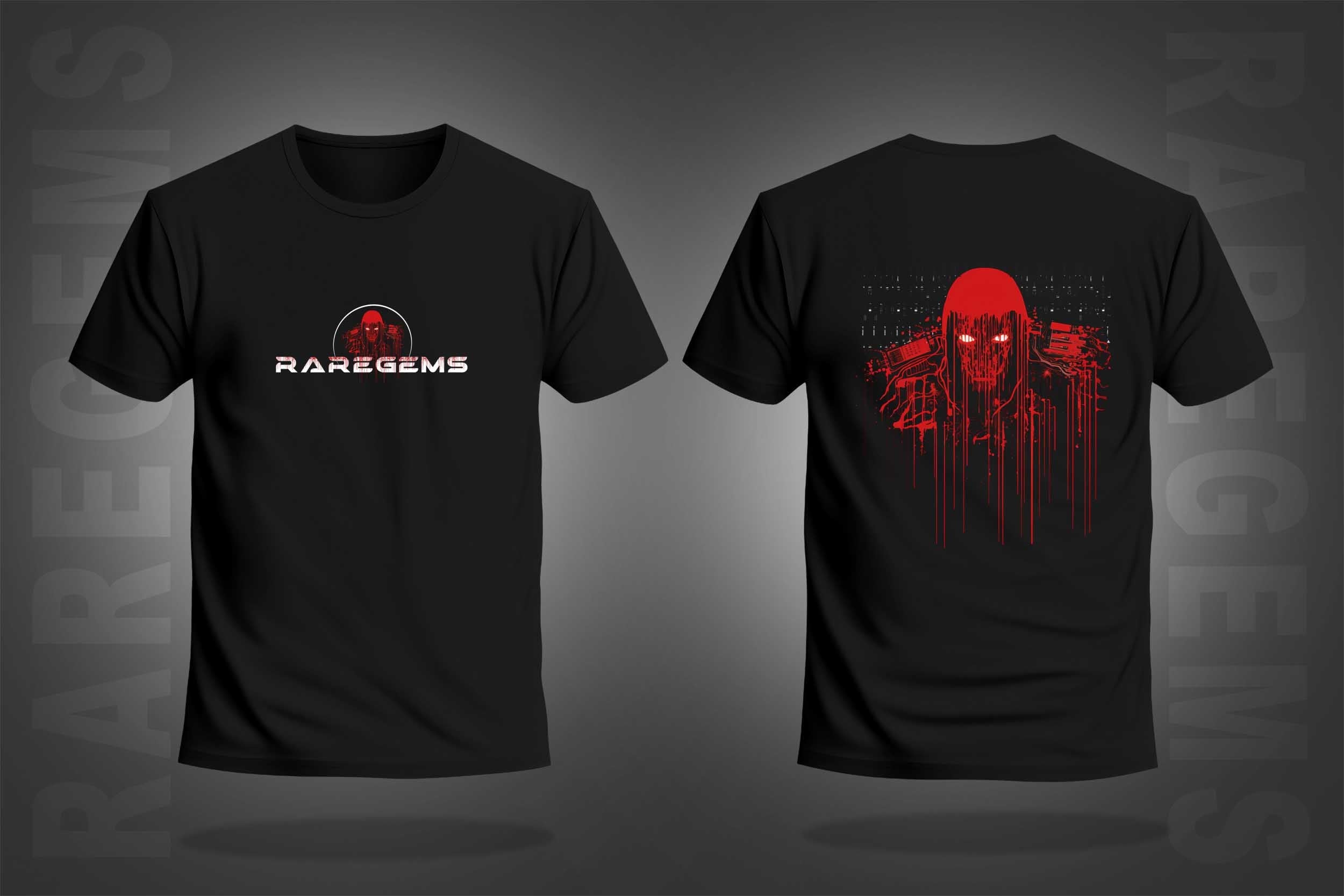 Black Half Sleeve Round Neck Hacking Ghost Printed Regular T-Shirt