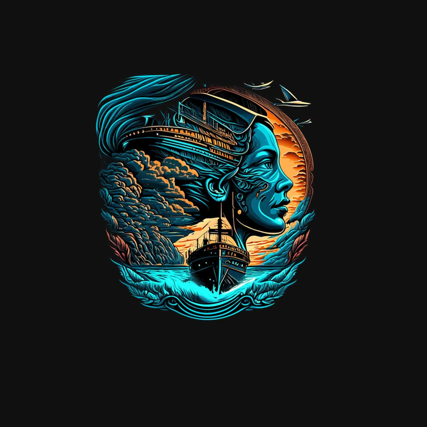 Black Half Sleeve Round Neck Wanderlust Lady Printed Regular T-Shirt