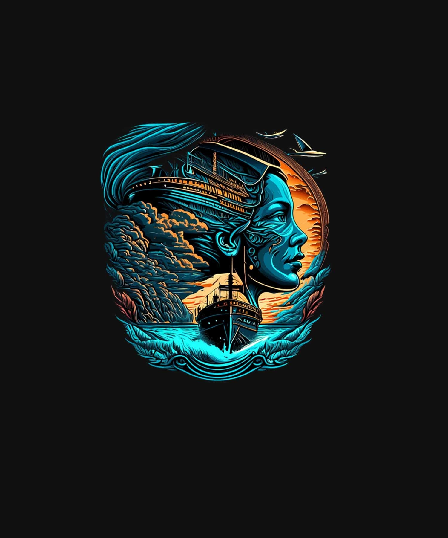 Black Half Sleeve Round Neck Wanderlust Lady Printed Regular T-Shirt