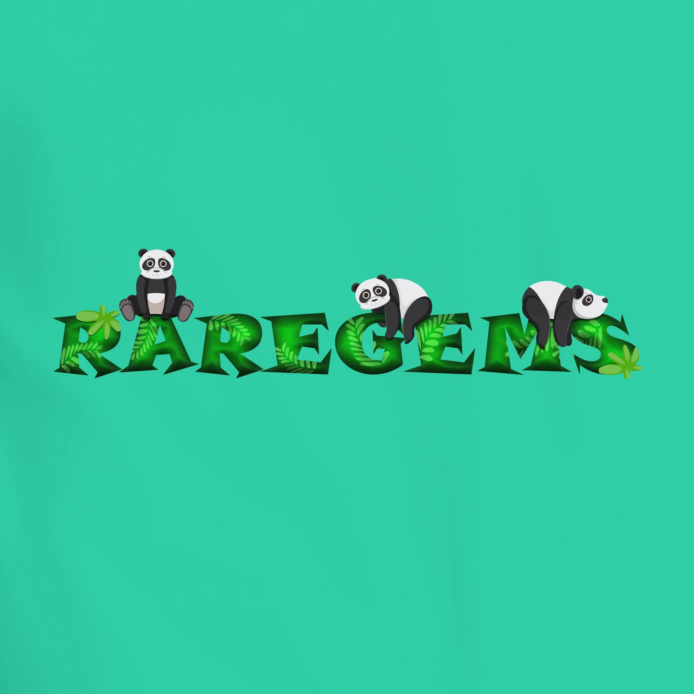 Mint Green Half Sleeve Round Neck Four Pandas Printed Oversized T-Shirt