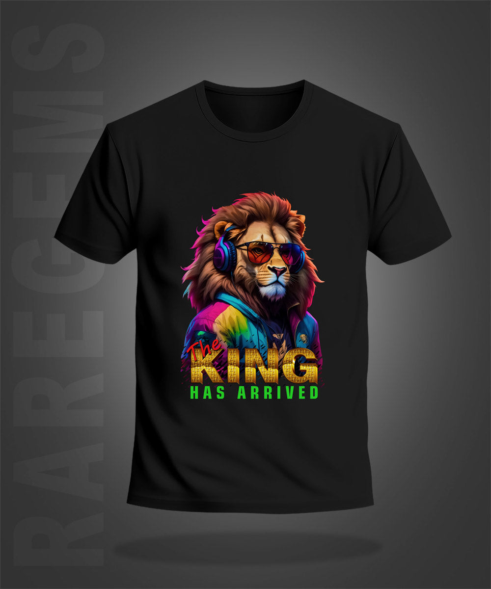 Black Half Sleeve Round Neck King Has Arrived Printed Regular T-Shirt