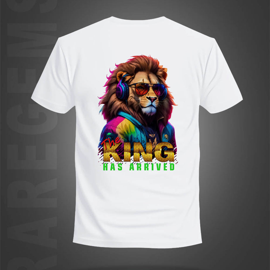 White Half Sleeve Round Neck King Has Arrived Printed Regular T-Shirt