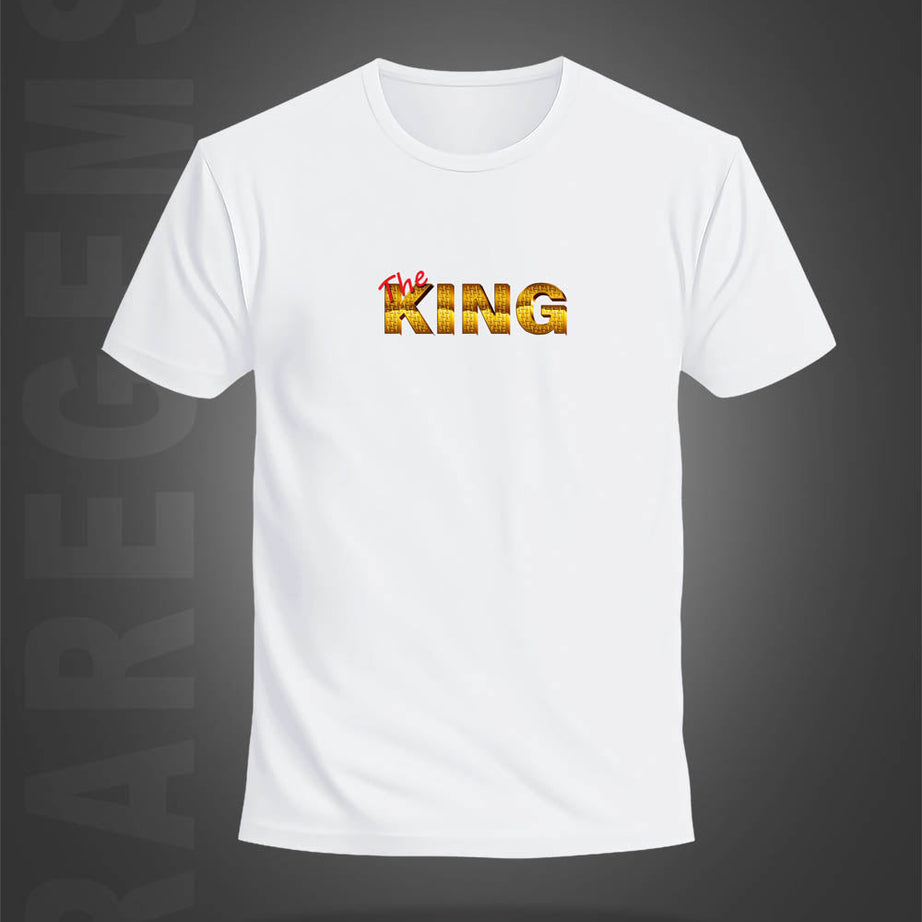 White Half Sleeve Round Neck King Has Arrived Printed Regular T-Shirt