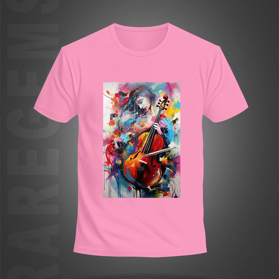 Pink Half Sleeve Round Neck Beautiful Girl Painting Printed Regular T-Shirt