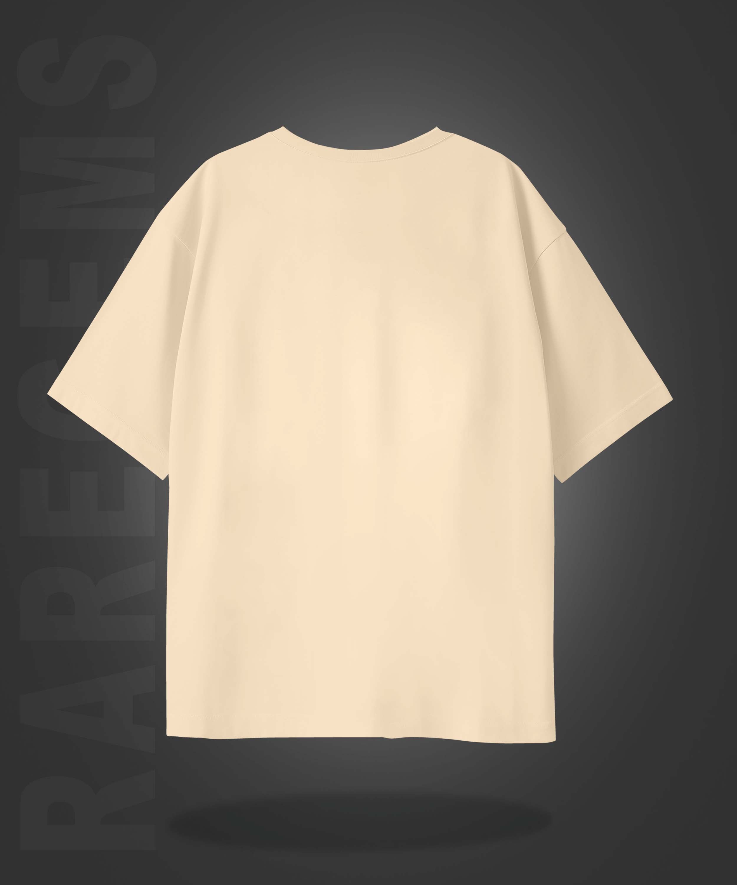 Beige Half Sleeve Round Neck Snake With Roses Printed  Oversize  T-Shirt