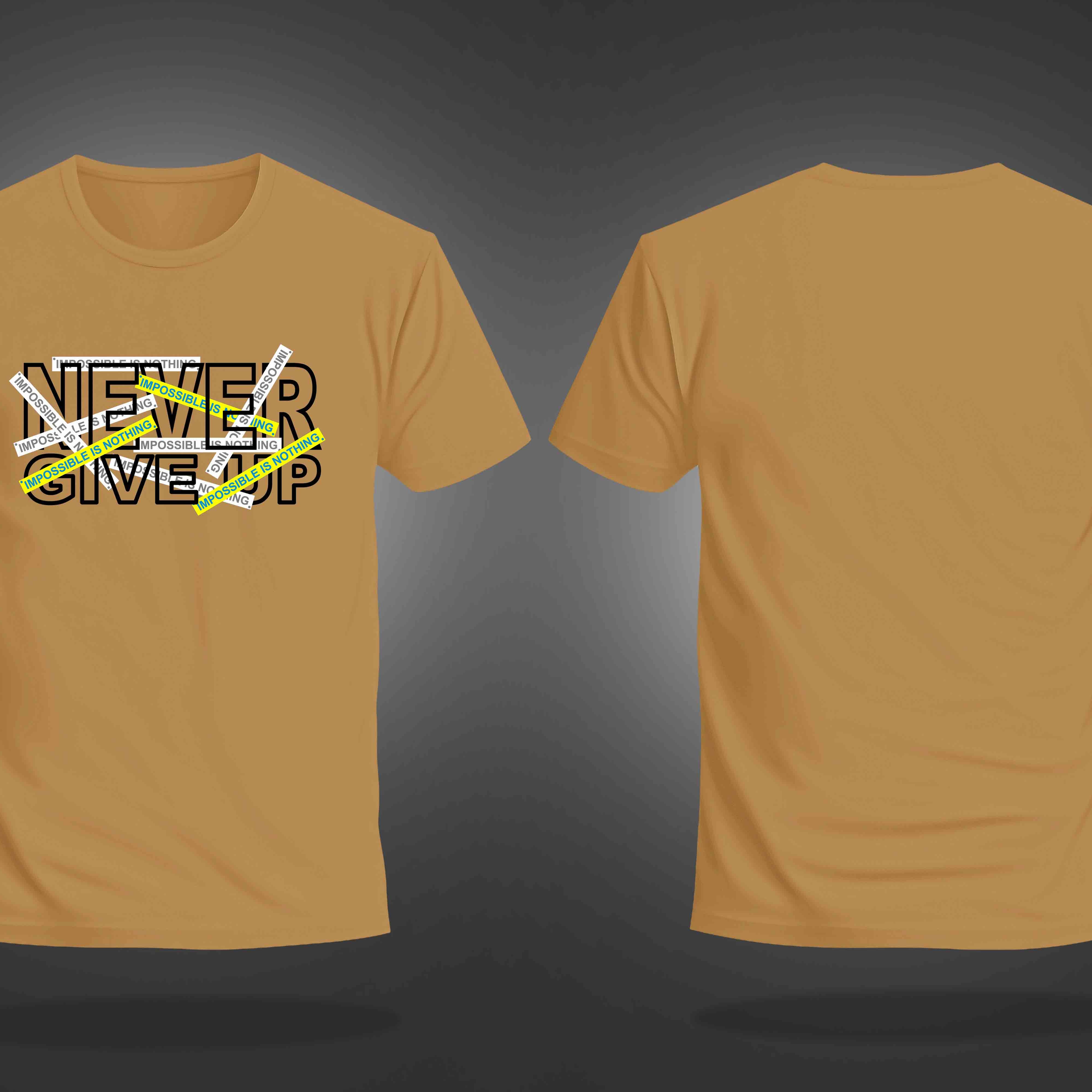 Beige Half Sleeves Round Neck Never Give Up Printed Regular T-Shirt