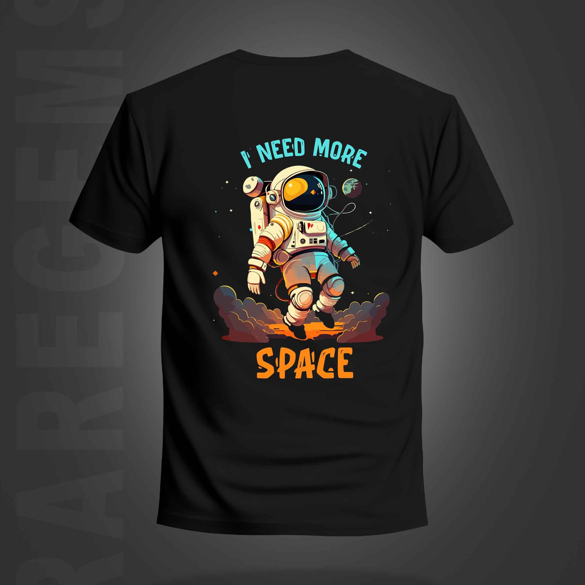 Black Half Sleeve Round Neck I Need More Space Astronaut Printed Regular T-Shirt