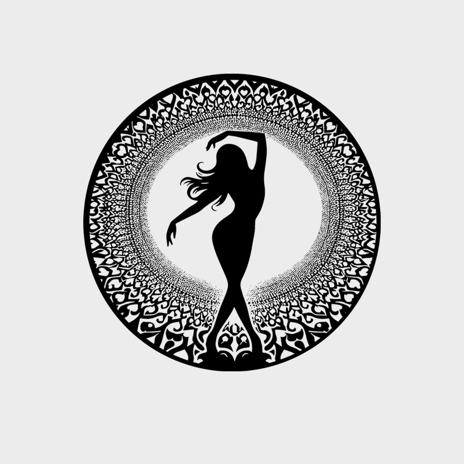 White Round Neck Silhouette Lady Printed Sweatshirt