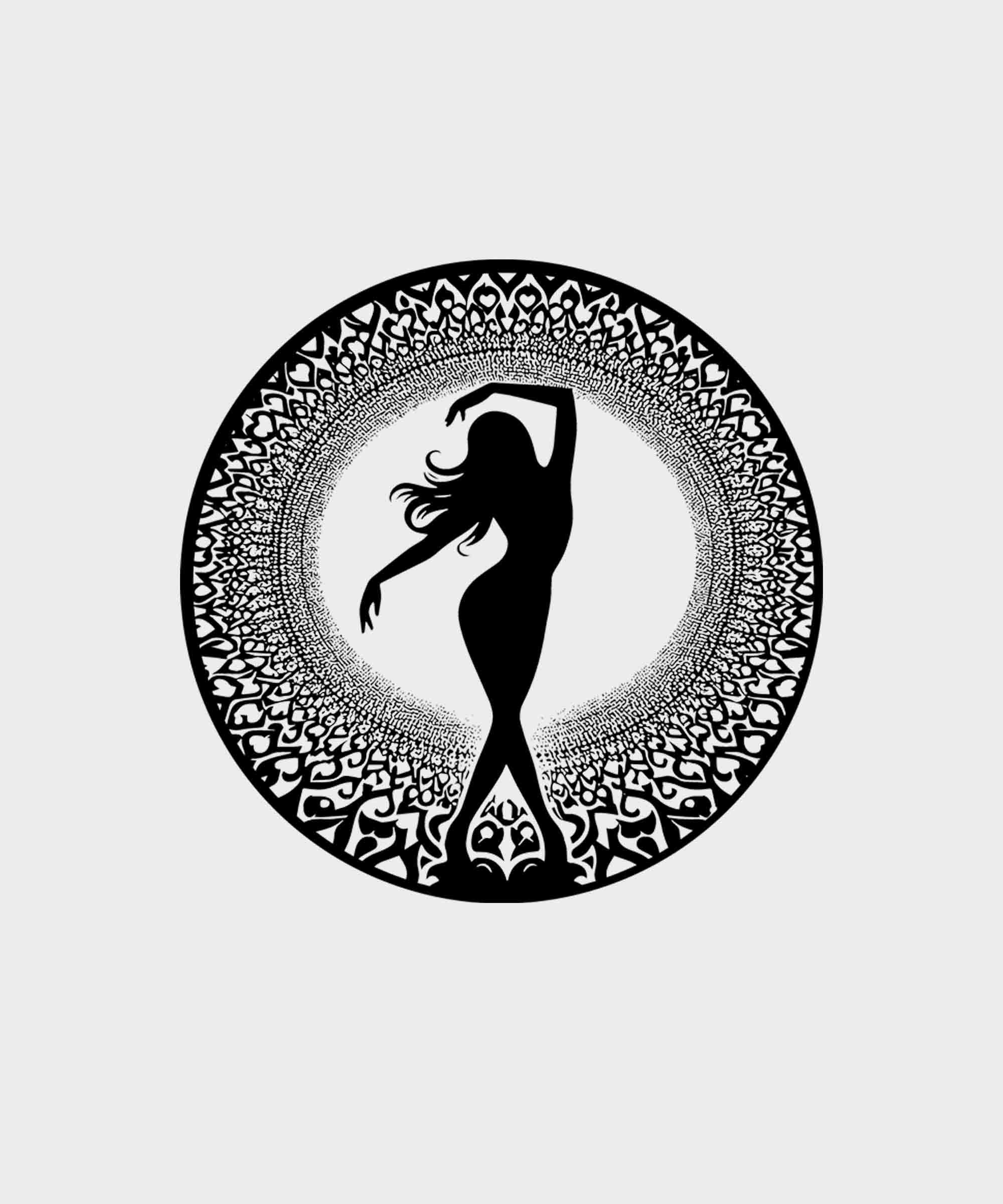 White Round Neck Silhouette Lady Printed Sweatshirt