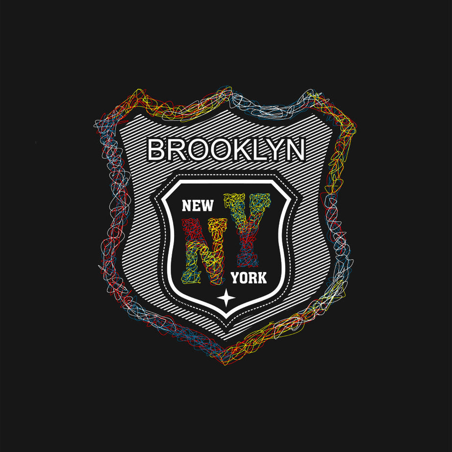 Black Half Sleeves Newyork Brooklyn Printed Oversized T-Shirt
