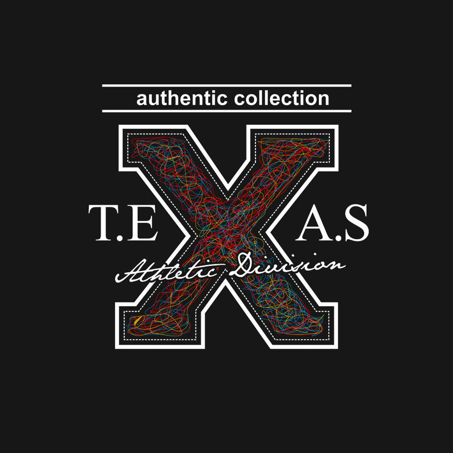 Black Half Sleeve Round Neck Scribble Art Texas Printed Regular T-Shirt