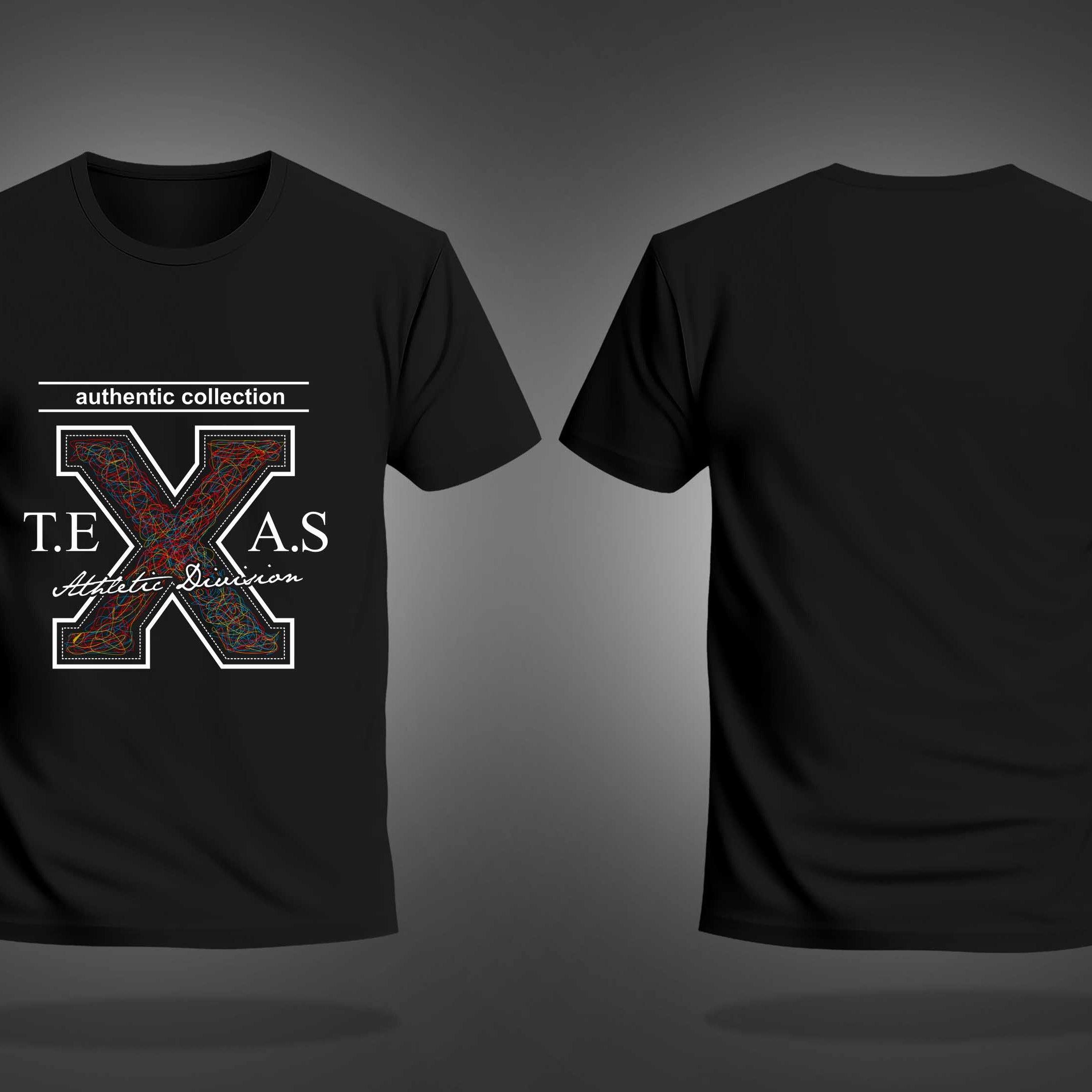Black Half Sleeve Round Neck Scribble Art Texas Printed Regular T-Shirt