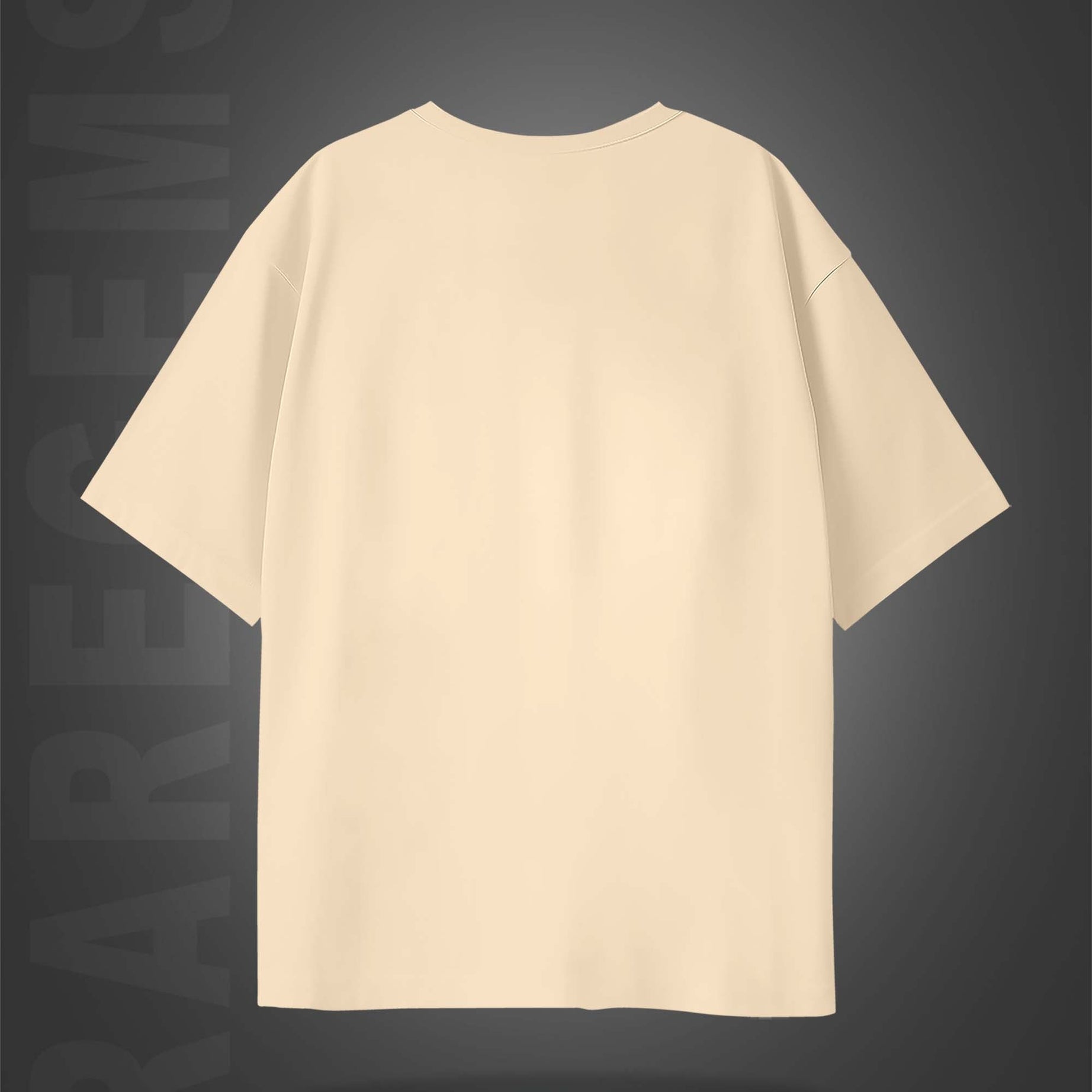 Beige Half Sleeve Round Neck Panda In Sunset Printed Oversized T-Shirt