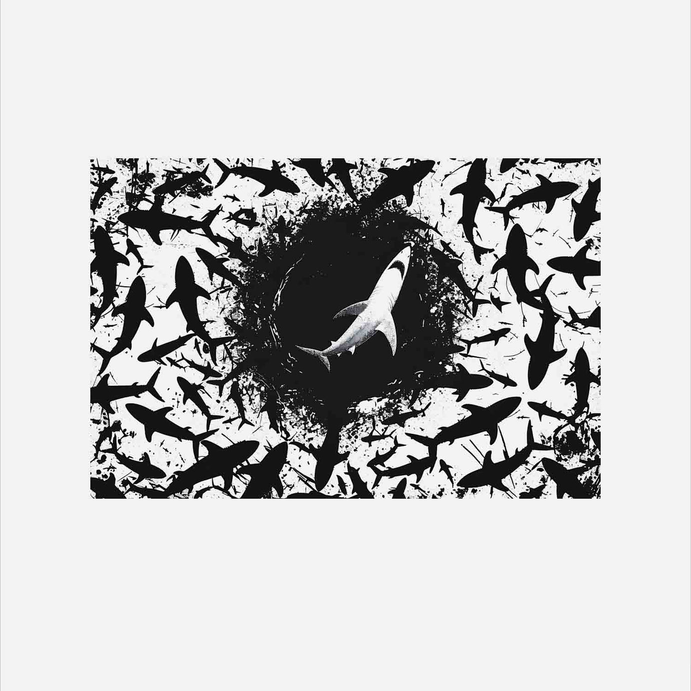White Black Dolphins Printed Regular Hoodie
