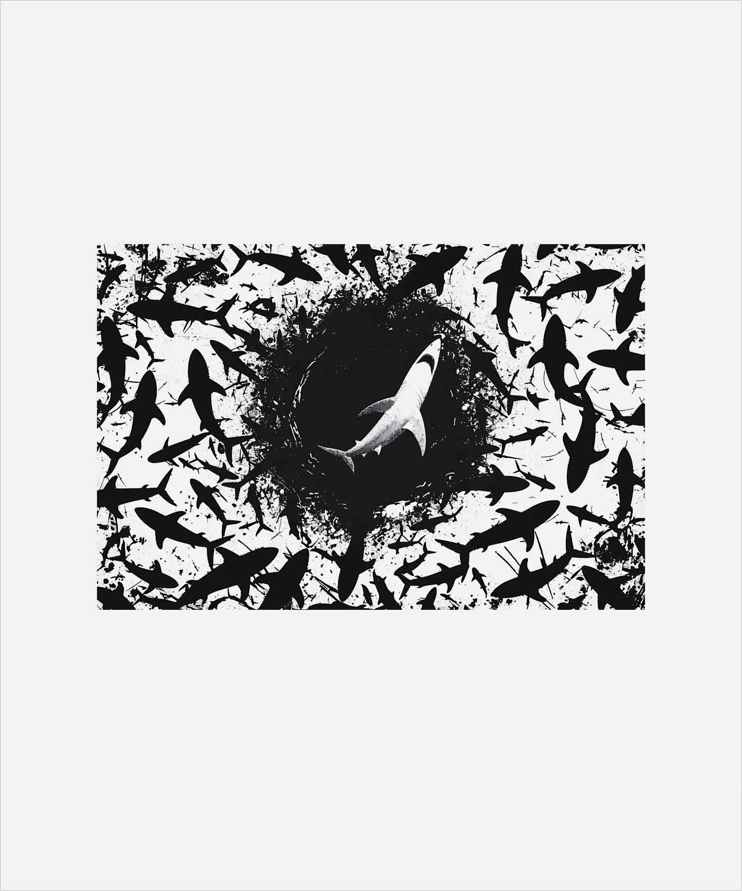 White Black Dolphins Printed Regular Hoodie