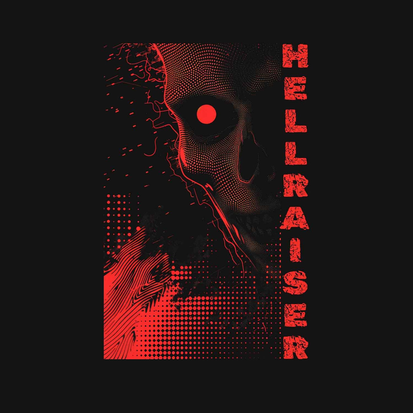 Black Half Sleeve Round Neck Hell Raiser Printed Regular T-Shirt