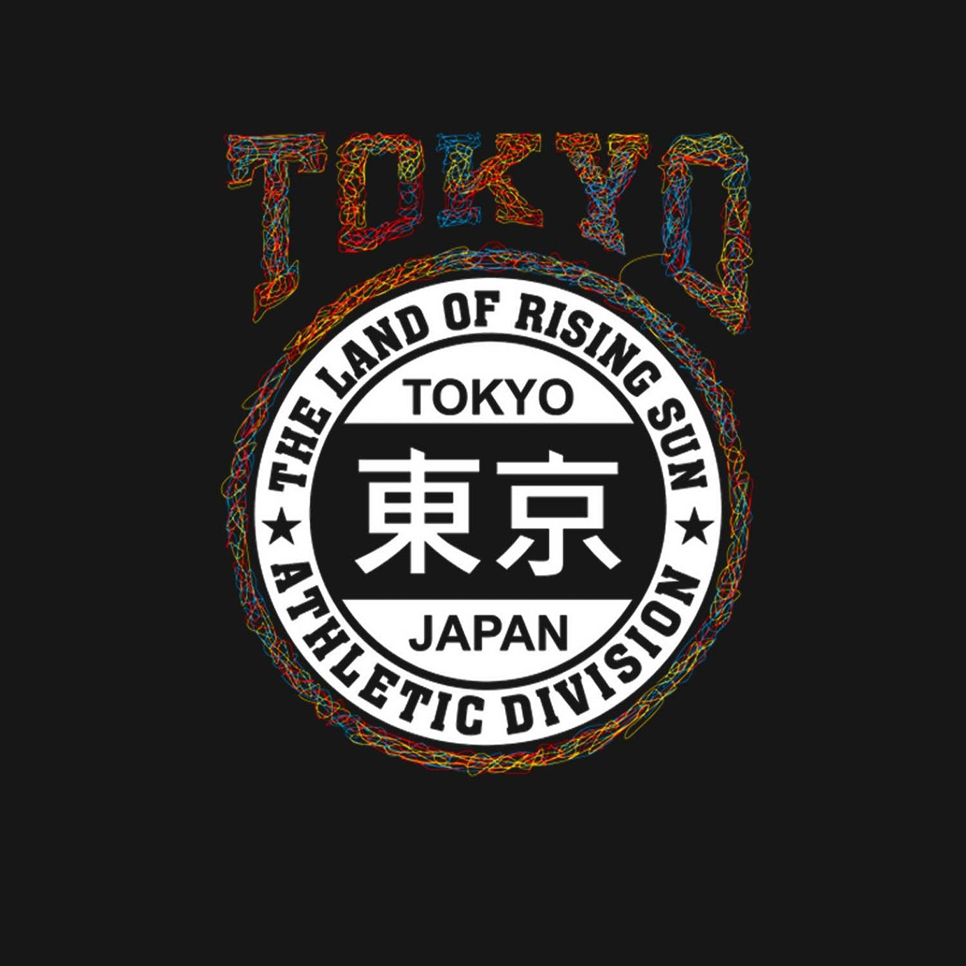 Black  Half Sleeve Round Neck Scribble Art Tokyo Printed Regular T-Shirt