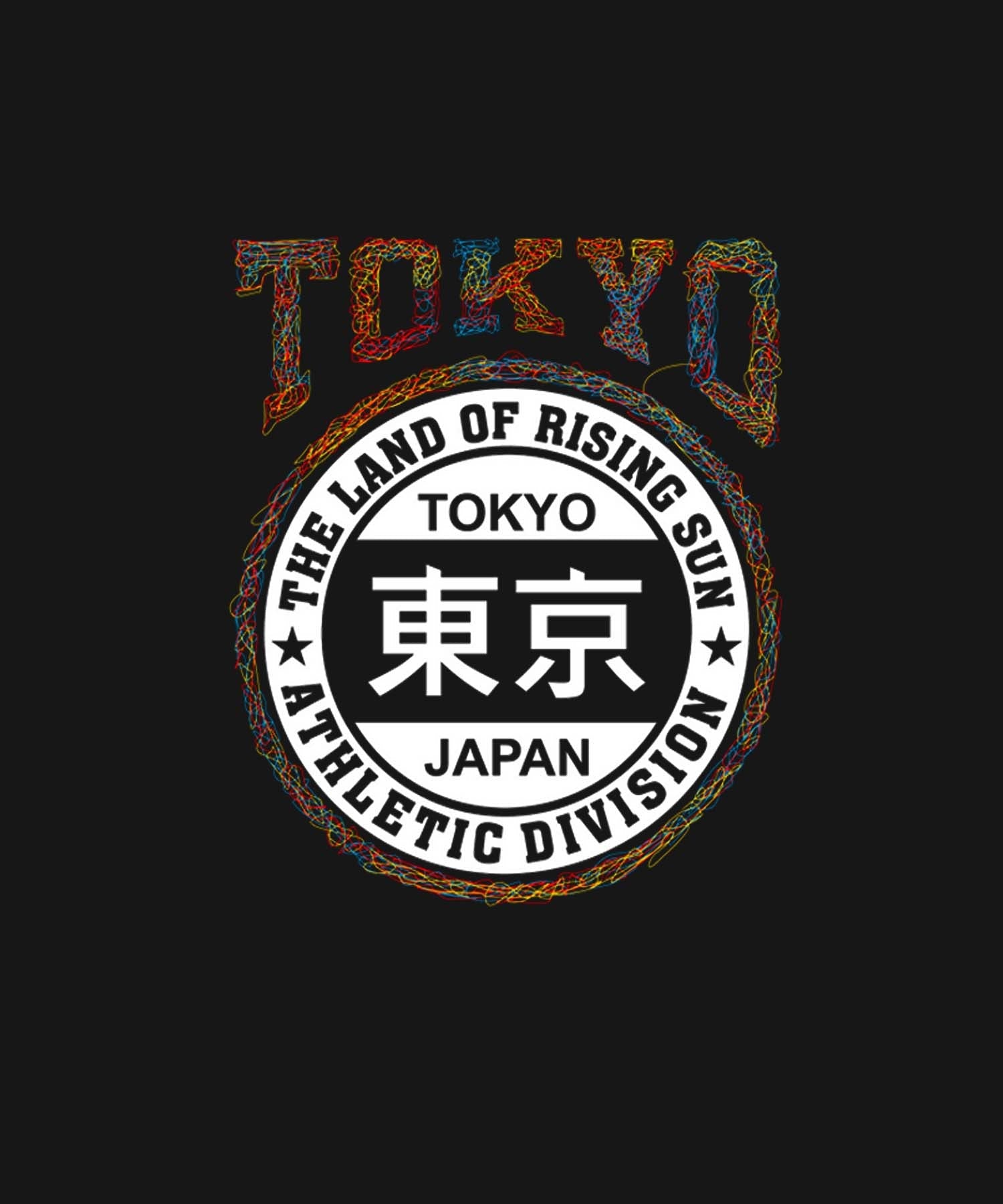 Black  Half Sleeve Round Neck Scribble Art Tokyo Printed Regular T-Shirt