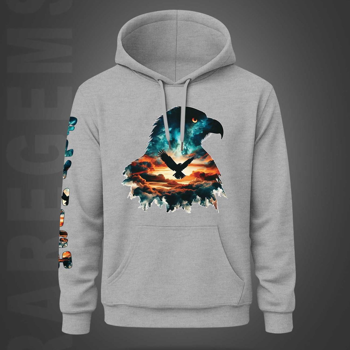 White Eagle With Fly High Printed Regular Hoodie