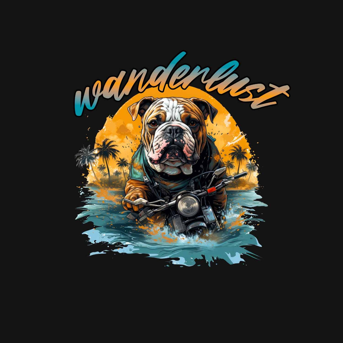 Black Half Sleeve Round Neck Wanderlust Dog Printed Regular T-Shirt
