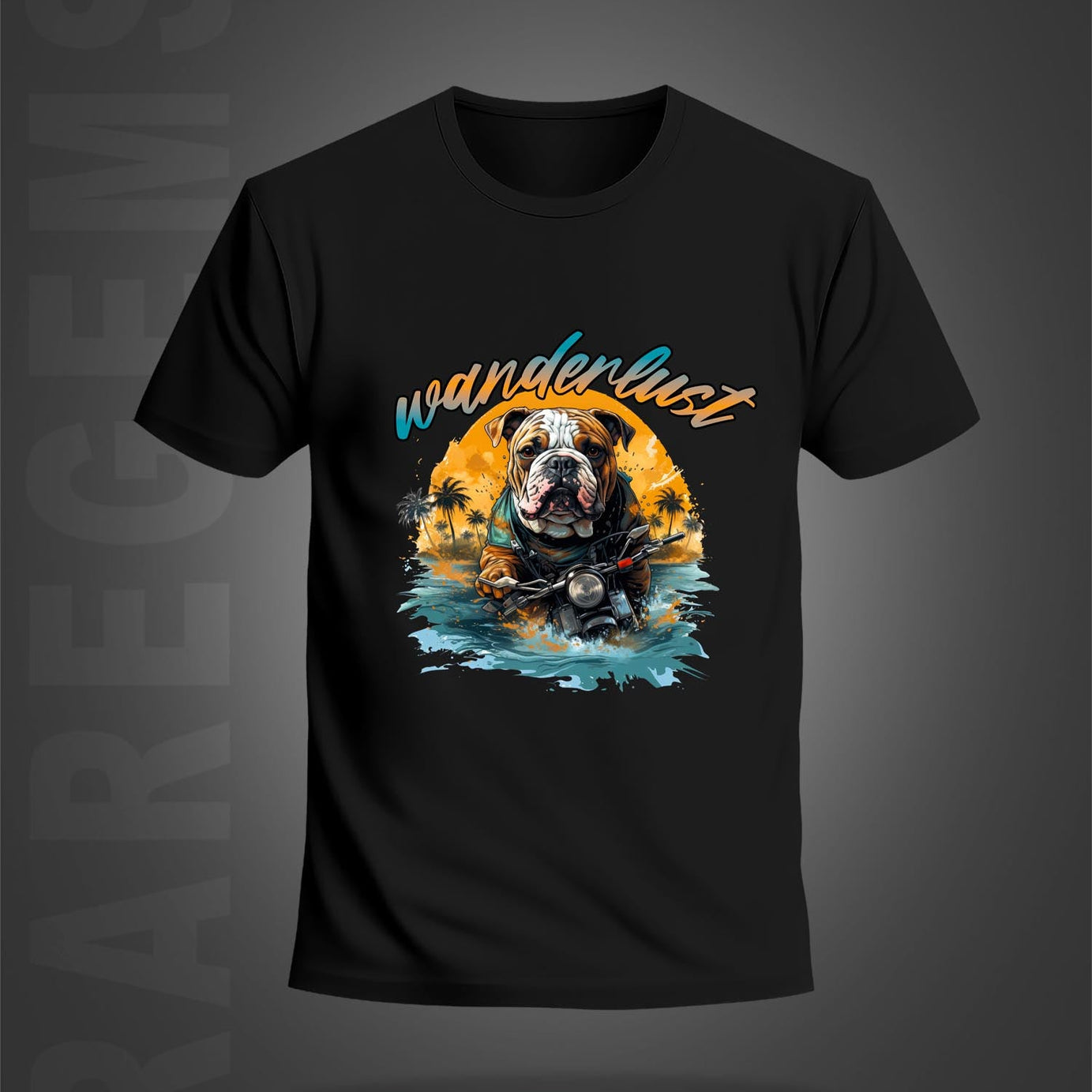 Black Half Sleeve Round Neck Wanderlust Dog Printed Regular T-Shirt
