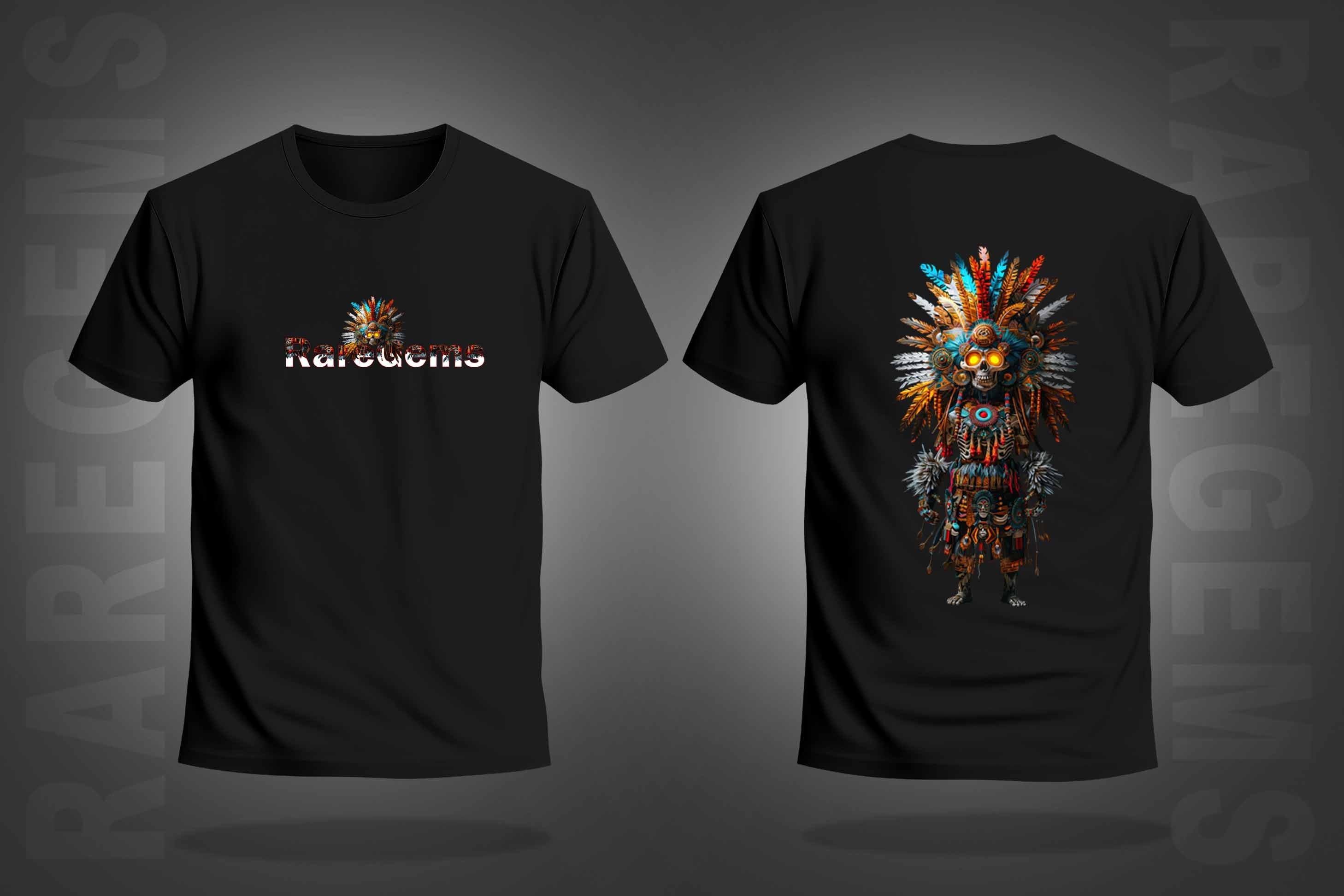 Black Half Sleeve Round Neck Tribal Skeleton Printed Regular T-Shirt