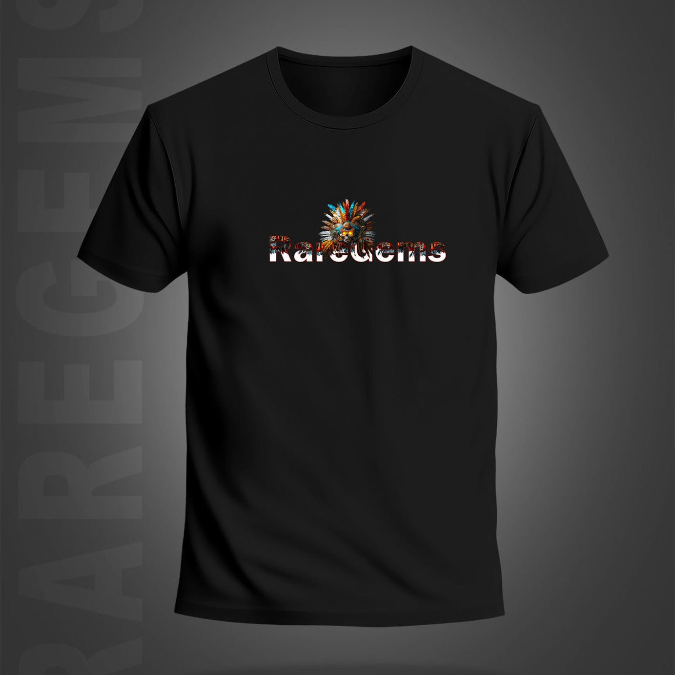 Black Half Sleeve Round Neck Tribal Skeleton Printed Regular T-Shirt