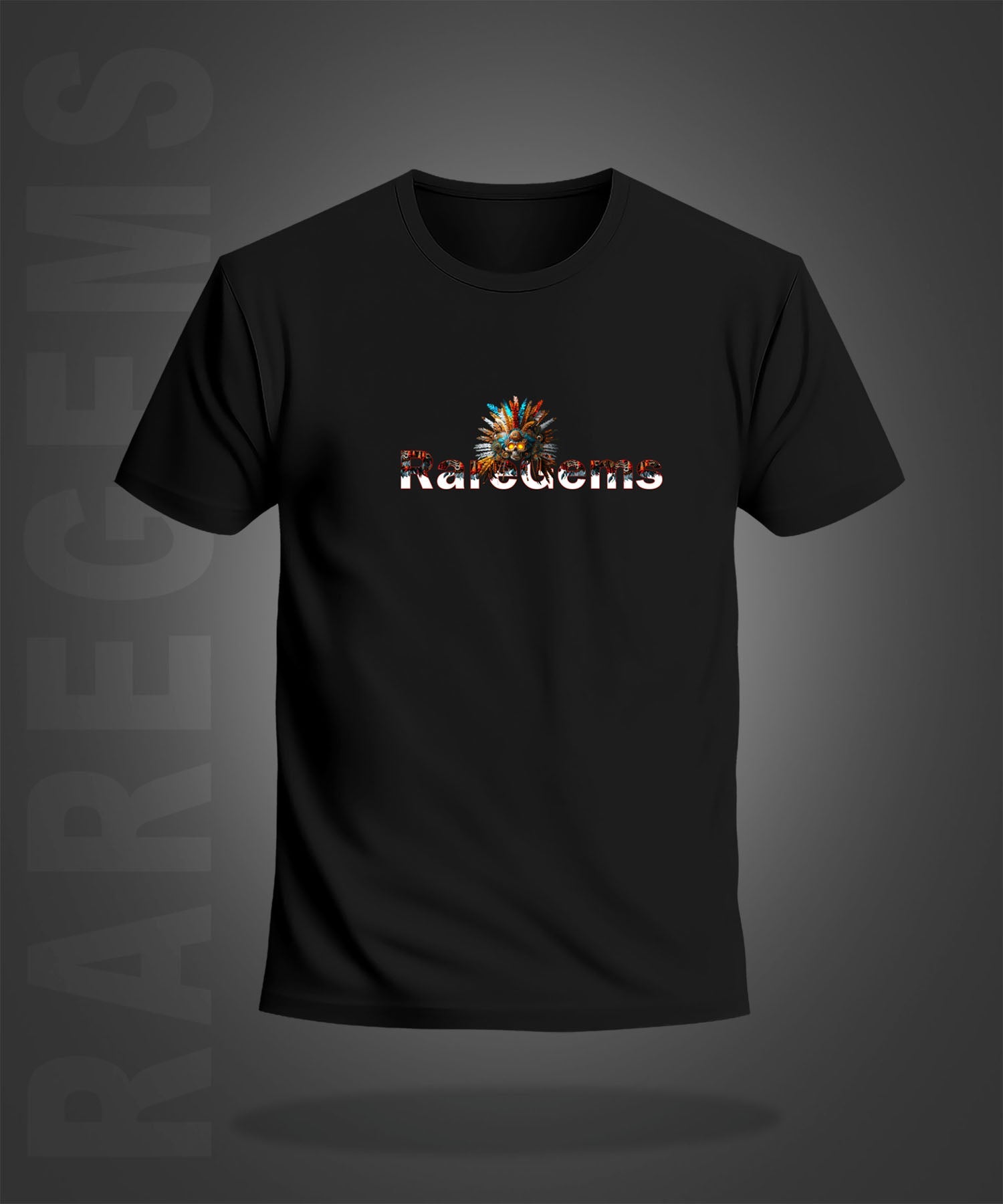 Black Half Sleeve Round Neck Tribal Skeleton Printed Regular T-Shirt