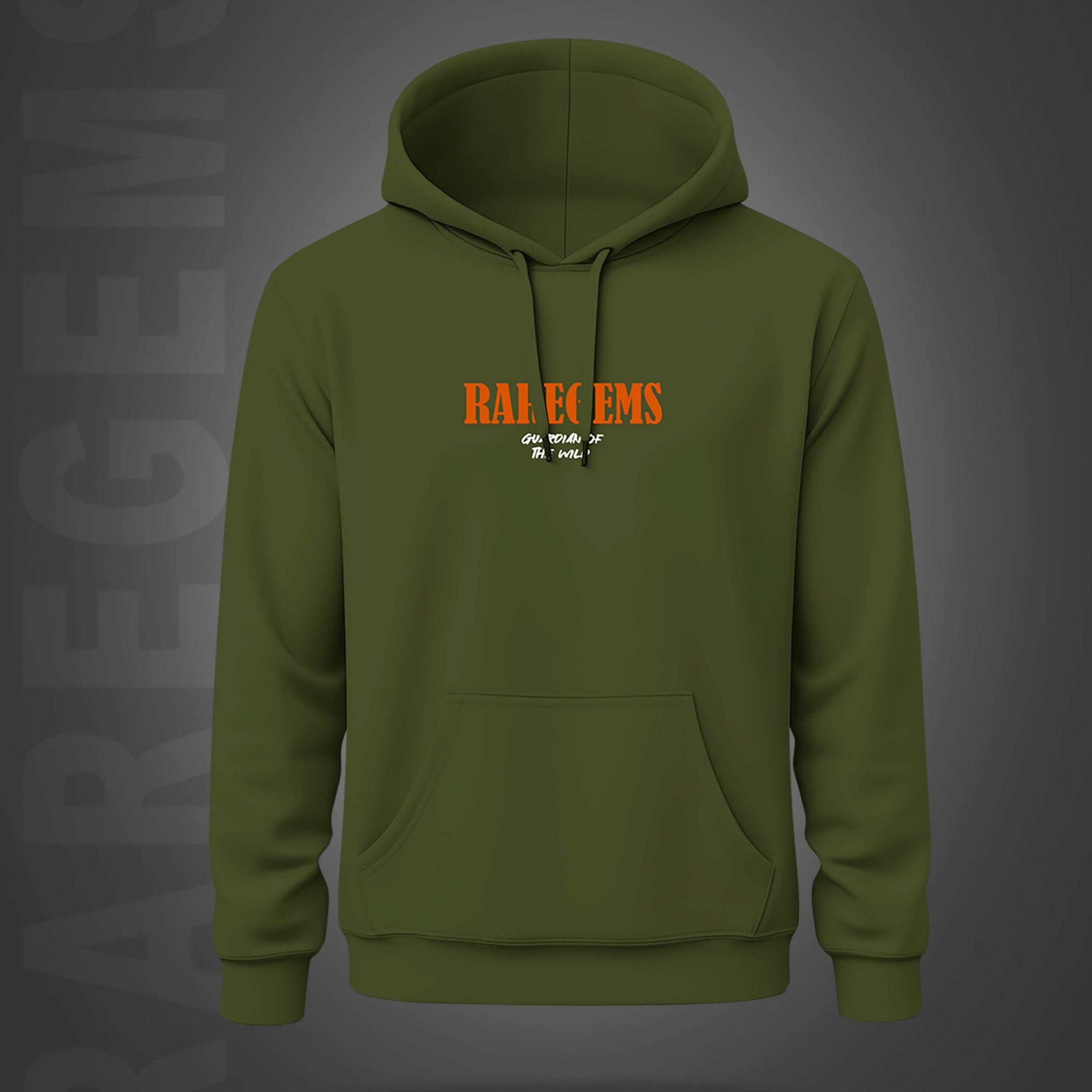 Olive Green Wolf Guardian Of Wild Printed Regular Hoodie