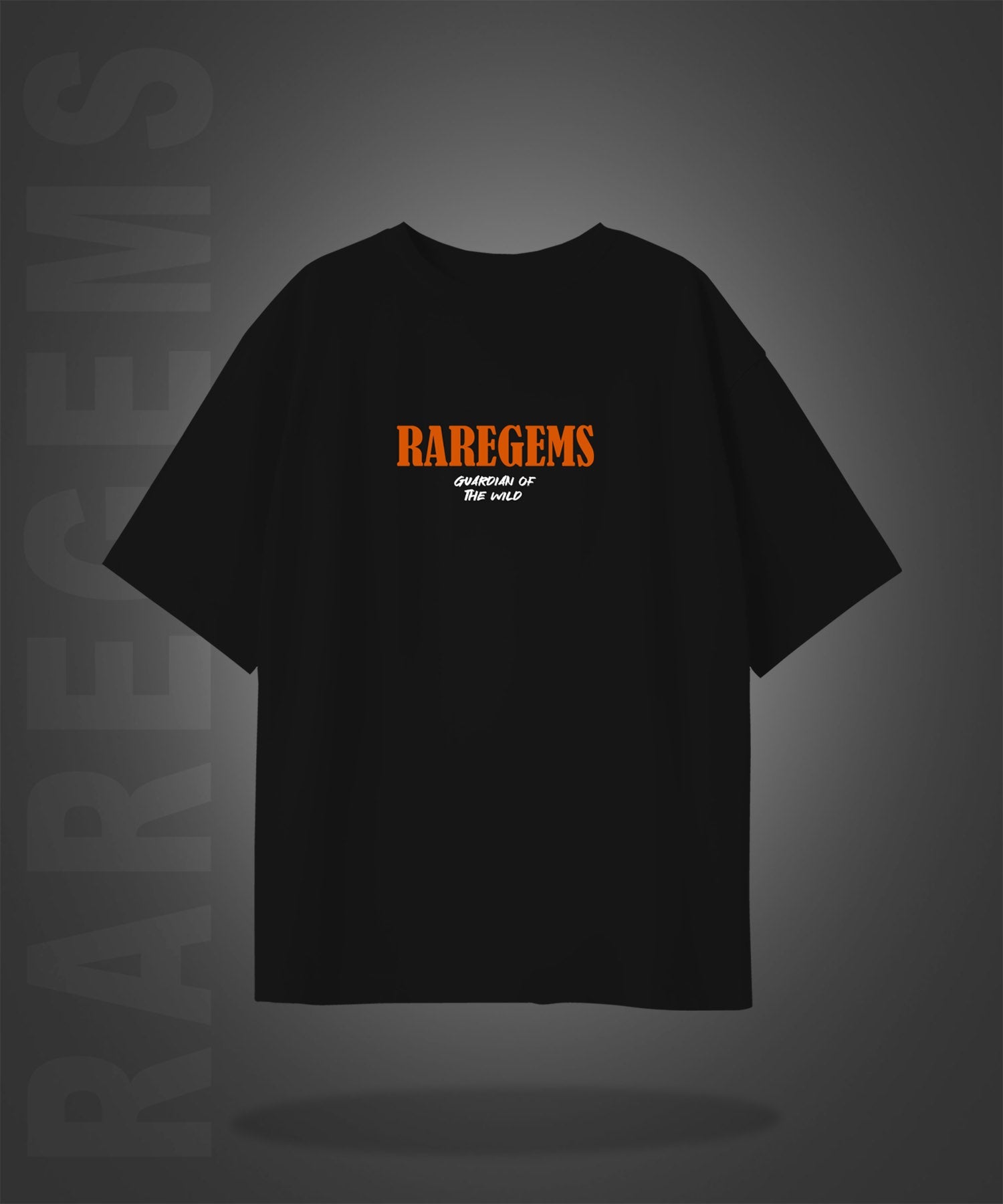 Black Half Sleeves Guardian Of Wild Wolf Printed Oversized T-Shirt