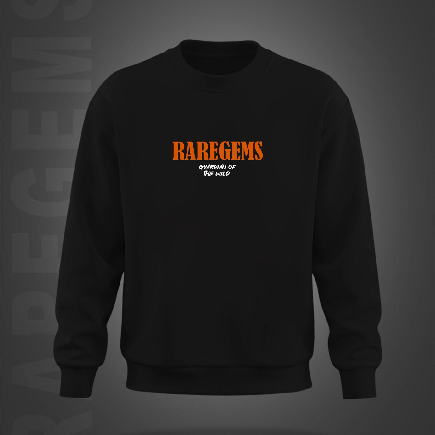 Black  Round Neck Guardian Of Wild Wolf Printed Sweatshirt